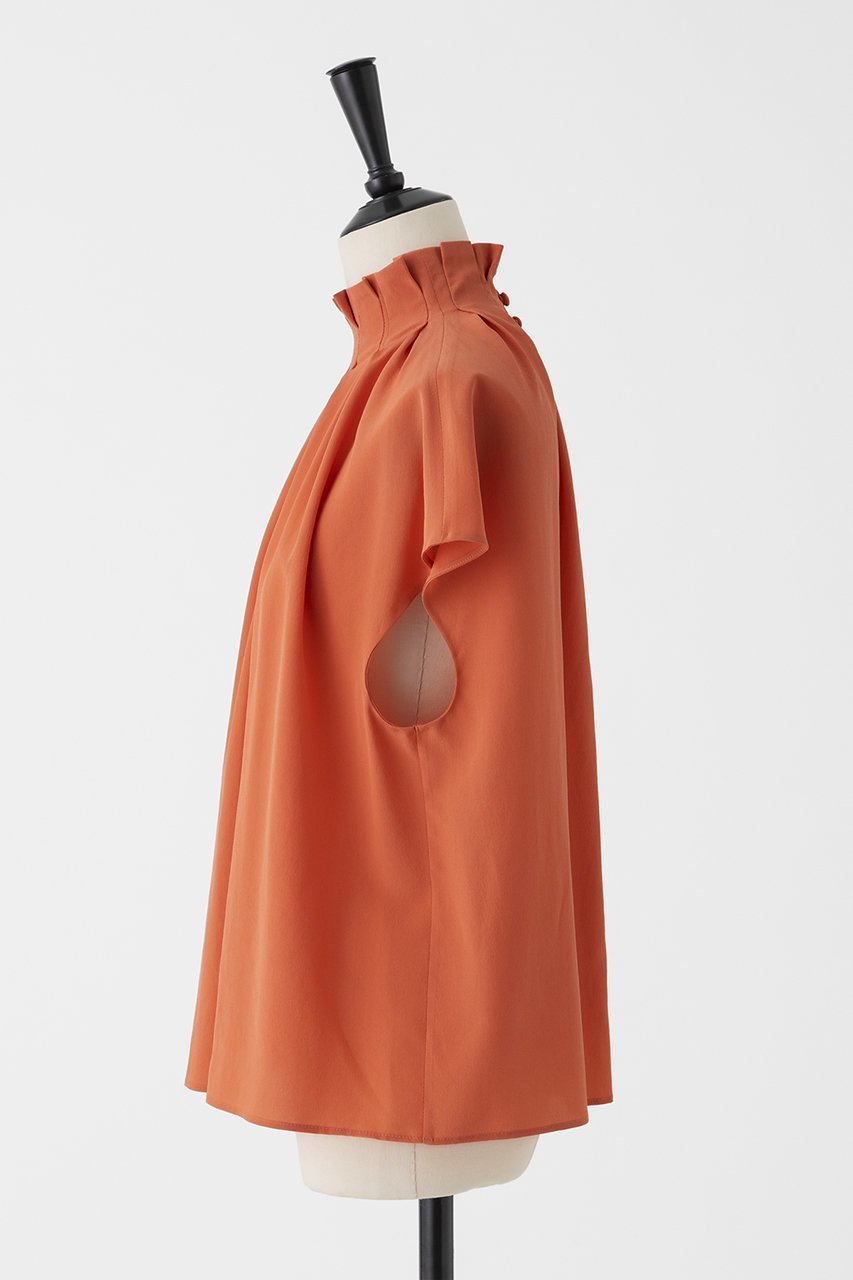 【オーヴィル/EAUVIRE】のタックハイネックブラウス 人気、トレンドファッション・服の通販 founy(ファニー) 　ファッション　Fashion　レディースファッション　Fashion for Women　トップス・カットソー　Cut & Sew Tops　シャツ・ブラウス・オフィスカジュアル　Elegant Blouses & Button-Ups　ショート　Short, Short Length　シルク　Silk, 100% Silk　ジャケット　Jacket, Outerwear　スリーブ　Sleeve, Long Sleeve / Short Sleeve　ドレープ　Drape, Draping Fabric　ハイネック　High Neck, Mock Neck　エレガント 上品　Elegant　新作・新入荷　New Arrivals / New In　other-2|ID: prp329100004933078 ipo3291000000037026995