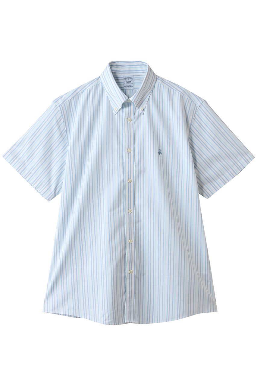 【ブルックス ブラザーズ/Brooks Brothers / MEN】の【MEN】ノンアイロン ストレッチオックスフォード GFロゴ シーズナルパターン ショートスリーブスポーツシャツ Regular Fit インテリア・キッズ・メンズ・レディースファッション・服の通販 founy(ファニー) 　ファッション　Fashion　メンズファッション　Fashion for Men　ショート　Short, Short Length　ストレッチ　Stretch, Stretchy Fabric　スリーブ　Sleeve, Long Sleeve / Short Sleeve　ビジネス 仕事 通勤　Business / Work / Commuting　半袖　Short Sleeve, Half Sleeve　新作・新入荷　New Arrivals / New In　ストライプ|ID: prp329100004933083 ipo3291000000037027025