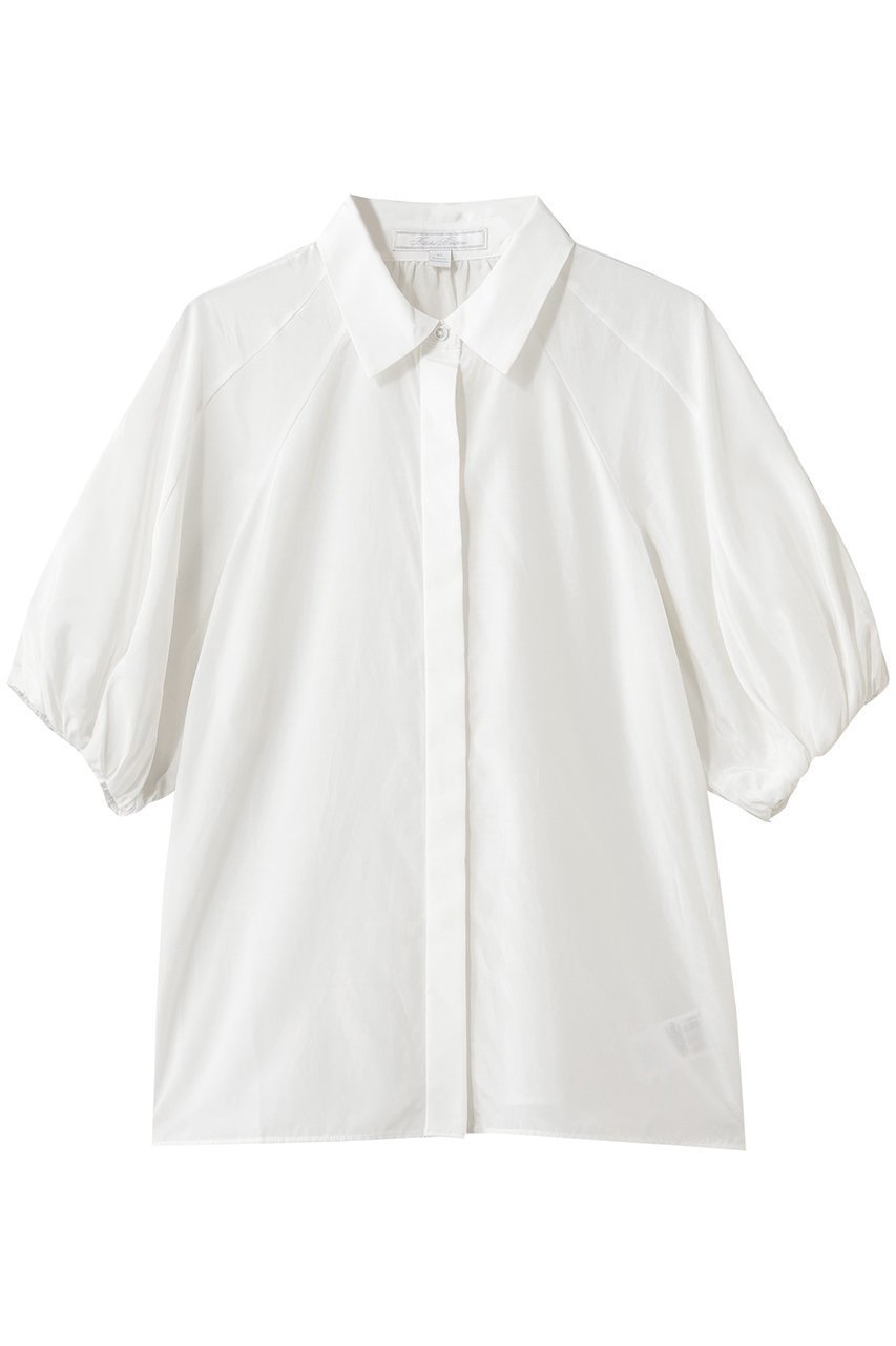 【ブルックス ブラザーズ/Brooks Brothers】のシルク/コットン バブルスリーブ ブラウス インテリア・キッズ・メンズ・レディースファッション・服の通販 founy(ファニー) 　ファッション　Fashion　レディースファッション　Fashion for Women　トップス・カットソー　Cut & Sew Tops　シャツ・ブラウス・オフィスカジュアル　Elegant Blouses & Button-Ups　おすすめ　Recommended / Our Picks　エレガント 上品　Elegant　ショート　Short, Short Length　シルク　Silk, 100% Silk　スリーブ　Sleeve, Long Sleeve / Short Sleeve　ハーフ　Half, Half-Length　フェミニン　Feminine, Girly　フレア　Flare, Flared　フロント　Front, Front Design　ボトム　Bottoms, Lower Wear　ポケット　Pocket, Pocket Detail　マニッシュ　Mannish, Boyish　ワイド　Wide, Wide Fit　半袖　Short Sleeve, Half Sleeve　新作・新入荷　New Arrivals / New In　無地　Plain, Solid Color　ホワイト|ID: prp329100004933092 ipo3291000000037027085