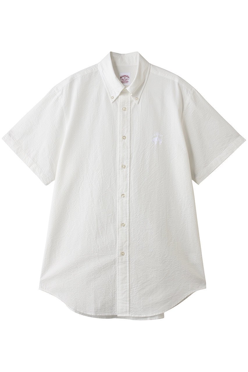 【ブルックス ブラザーズ/Brooks Brothers / MEN】の【MEN】 オンラインストア限定 コットン ビッグGFロゴ シアサッカー ショートスリーブ カジュアルシャツ Traditional Fit 人気、トレンドファッション・服の通販 founy(ファニー) 　ファッション　Fashion　メンズファッション　Fashion for Men　ショート　Short, Short Length　スポーツ　Sports, Activewear　スリーブ　Sleeve, Long Sleeve / Short Sleeve　センター　Center, Center Line　ダウン　Down, Puffer　ビッグ　Big, Oversized　フィット　Fit, Slim Fit　プリーツ　Pleats, Pleated　ボックス　Boxy, Box Shape　ポケット　Pocket, Pocket Detail　半袖　Short Sleeve, Half Sleeve　夏　Summer　新作・新入荷　New Arrivals / New In　 other-1|ID: prp329100004933096 ipo3291000000037027113