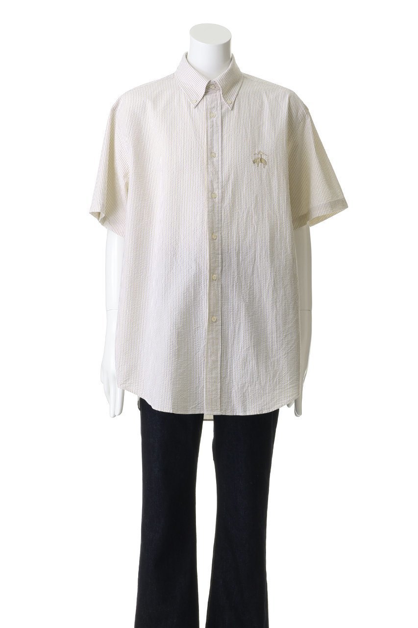 【ブルックス ブラザーズ/Brooks Brothers / MEN】の【MEN】 オンラインストア限定 コットン ビッグGFロゴ シアサッカー ショートスリーブ カジュアルシャツ Traditional Fit 人気、トレンドファッション・服の通販 founy(ファニー) 　ファッション　Fashion　メンズファッション　Fashion for Men　ショート　Short, Short Length　スポーツ　Sports, Activewear　スリーブ　Sleeve, Long Sleeve / Short Sleeve　センター　Center, Center Line　ダウン　Down, Puffer　ビッグ　Big, Oversized　フィット　Fit, Slim Fit　プリーツ　Pleats, Pleated　ボックス　Boxy, Box Shape　ポケット　Pocket, Pocket Detail　半袖　Short Sleeve, Half Sleeve　夏　Summer　新作・新入荷　New Arrivals / New In　other-2|ID: prp329100004933096 ipo3291000000037027117