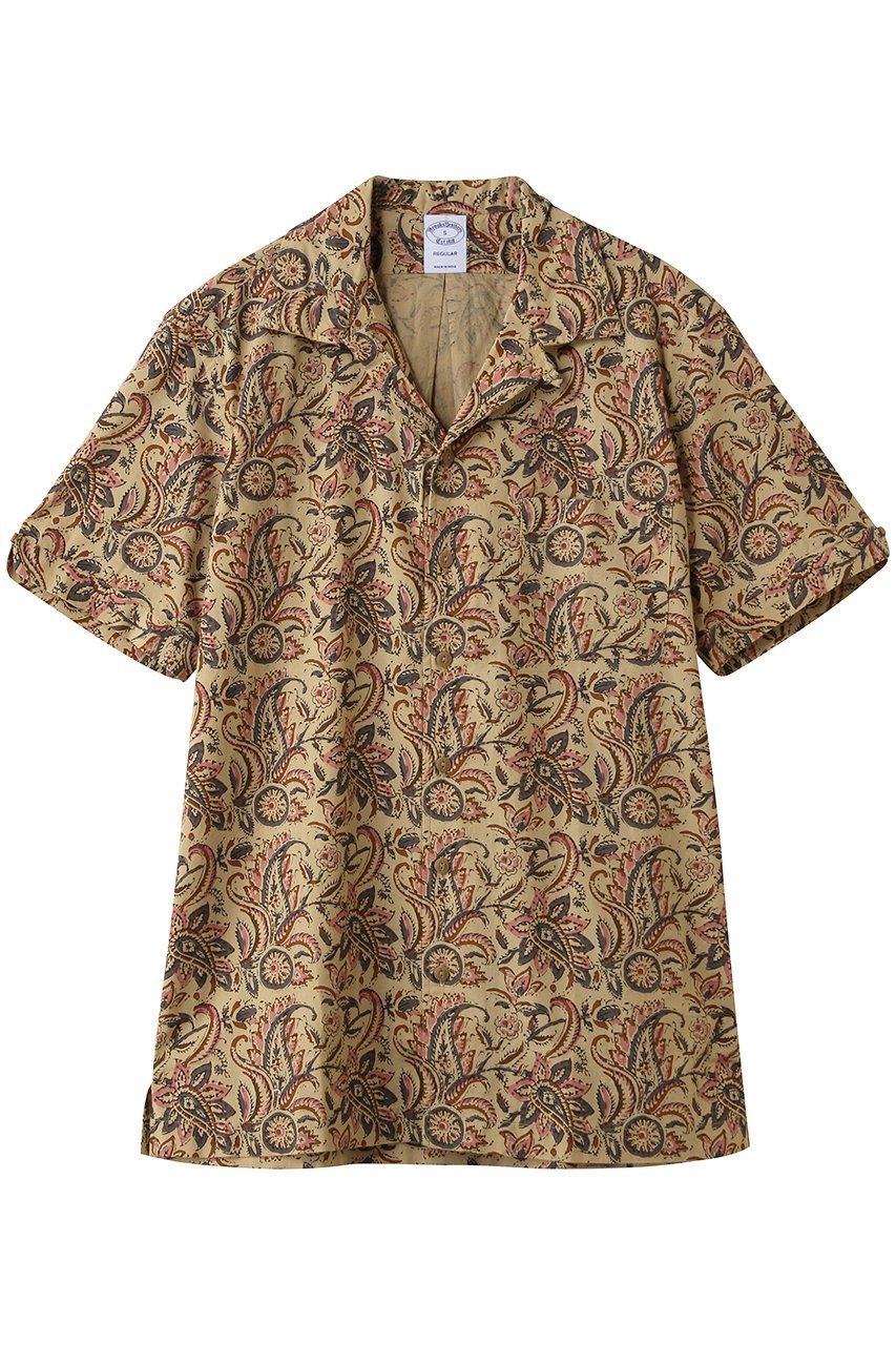 【ブルックス ブラザーズ/Brooks Brothers / MEN】の【MEN】コットン ブロックプリントパターン ペイズリー オープンカラーシャツ Regular Fit インテリア・キッズ・メンズ・レディースファッション・服の通販 founy(ファニー) 　ファッション　Fashion　メンズファッション　Fashion for Men　インド　Indian Textile　ヴィンテージ　Vintage Style　ショート　Short, Short Length　スリット　Slit, Slit Detail　スリーブ　Sleeve, Long Sleeve / Short Sleeve　センター　Center, Center Line　テクスチャー　Texture, Textured Fabric　パターン　Pattern, Design Print　フィット　Fit, Slim Fit　ブロック　Block, Solid Block Pattern　プリント　Print, Printed Pattern　プリーツ　Pleats, Pleated　ペイズリー　Paisley, Ethnic Pattern　ボックス　Boxy, Box Shape　ポケット　Pocket, Pocket Detail　半袖　Short Sleeve, Half Sleeve　リネン　Linen, Linen Fabric　レギュラー　Regular, Standard Fit　新作・新入荷　New Arrivals / New In　ベージュ|ID: prp329100004933098 ipo3291000000037027126