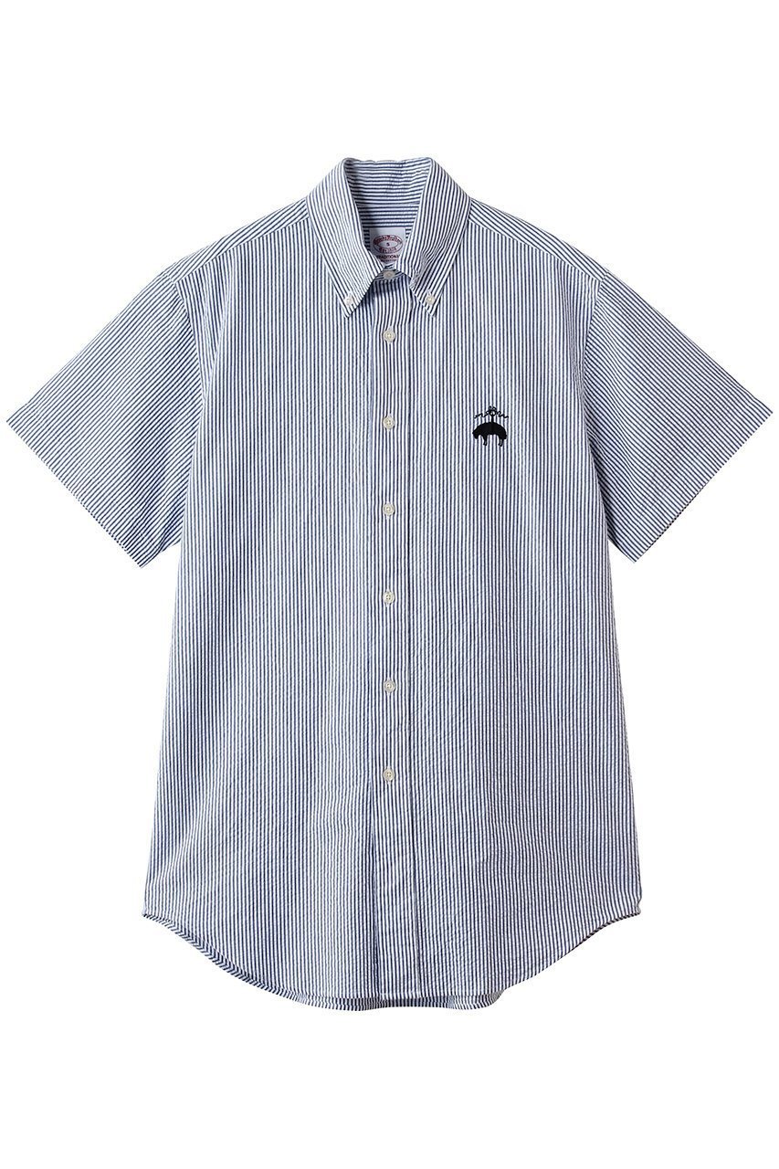 【ブルックス ブラザーズ/Brooks Brothers / MEN】の【MEN】 オンラインストア限定 コットン ビッグGFロゴ シアサッカー ショートスリーブ カジュアルシャツ Traditional Fit 人気、トレンドファッション・服の通販 founy(ファニー) 　ファッション　Fashion　メンズファッション　Fashion for Men　ショート　Short, Short Length　スポーツ　Sports, Activewear　スリーブ　Sleeve, Long Sleeve / Short Sleeve　センター　Center, Center Line　ダウン　Down, Puffer　ビッグ　Big, Oversized　フィット　Fit, Slim Fit　プリーツ　Pleats, Pleated　ボックス　Boxy, Box Shape　ポケット　Pocket, Pocket Detail　半袖　Short Sleeve, Half Sleeve　夏　Summer　新作・新入荷　New Arrivals / New In　 other-1|ID: prp329100004933109 ipo3291000000037027198