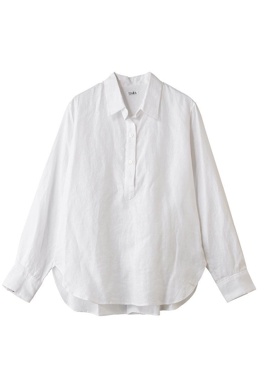 【ティアラ/Tiara】のリネンブラウス インテリア・キッズ・メンズ・レディースファッション・服の通販 founy(ファニー) 　ファッション　Fashion　レディースファッション　Fashion for Women　トップス・カットソー　Cut & Sew Tops　シャツ・ブラウス・オフィスカジュアル　Elegant Blouses & Button-Ups　シンプル　Simple, Minimal　スリーブ　Sleeve, Long Sleeve / Short Sleeve　リネン　Linen, Linen Fabric　ロング　Long, Long-Length　夏　Summer　新作・新入荷　New Arrivals / New In　春　Spring　S/S・春夏　SS, Spring/Summer, Warm Season　ホワイト|ID: prp329100004933131 ipo3291000000037027314