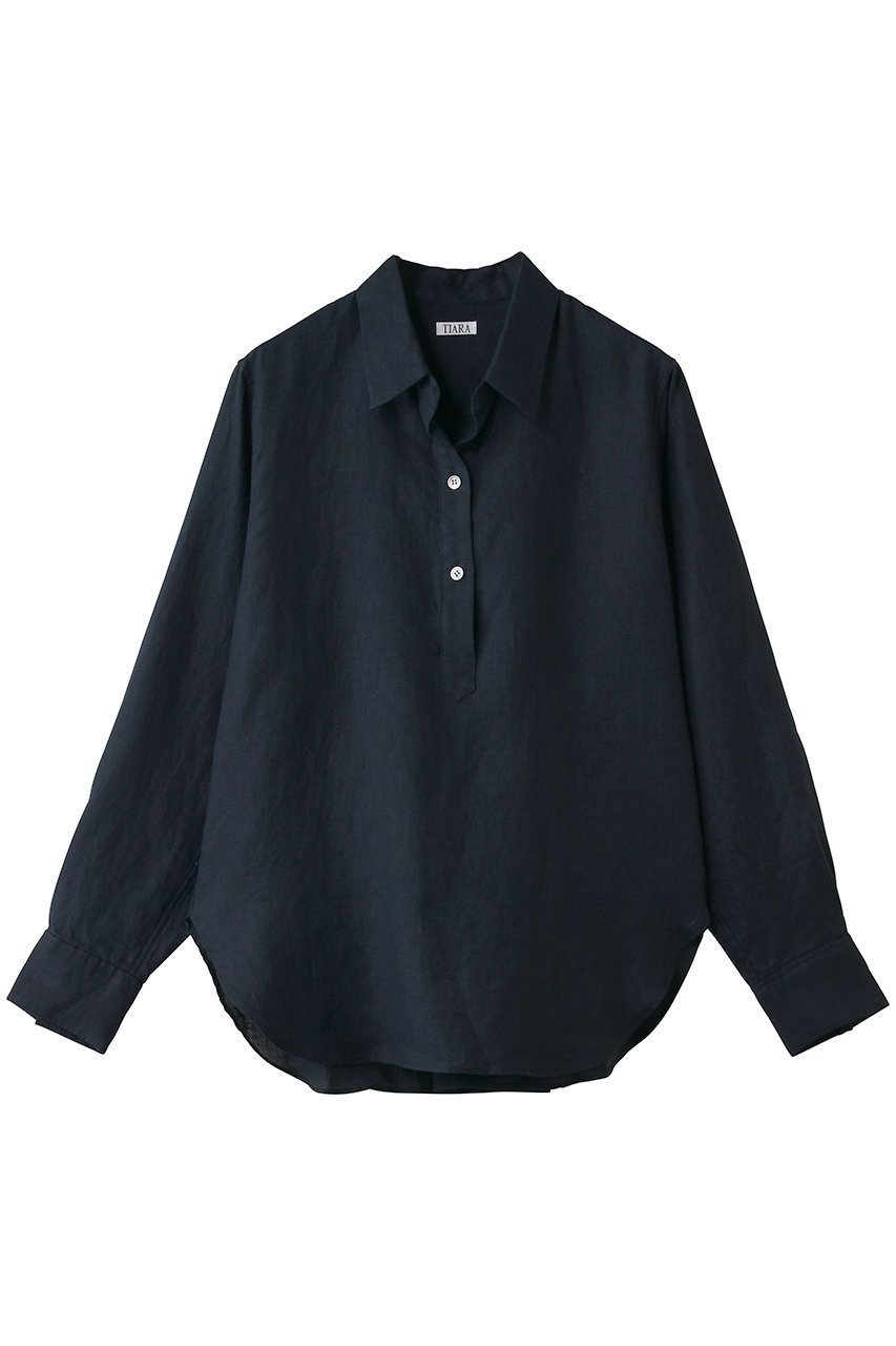 【ティアラ/Tiara】のリネンブラウス インテリア・キッズ・メンズ・レディースファッション・服の通販 founy(ファニー) 　ファッション　Fashion　レディースファッション　Fashion for Women　トップス・カットソー　Cut & Sew Tops　シャツ・ブラウス・オフィスカジュアル　Elegant Blouses & Button-Ups　シンプル　Simple, Minimal　スリーブ　Sleeve, Long Sleeve / Short Sleeve　リネン　Linen, Linen Fabric　ロング　Long, Long-Length　夏　Summer　新作・新入荷　New Arrivals / New In　春　Spring　S/S・春夏　SS, Spring/Summer, Warm Season　ネイビー|ID: prp329100004933131 ipo3291000000037027316