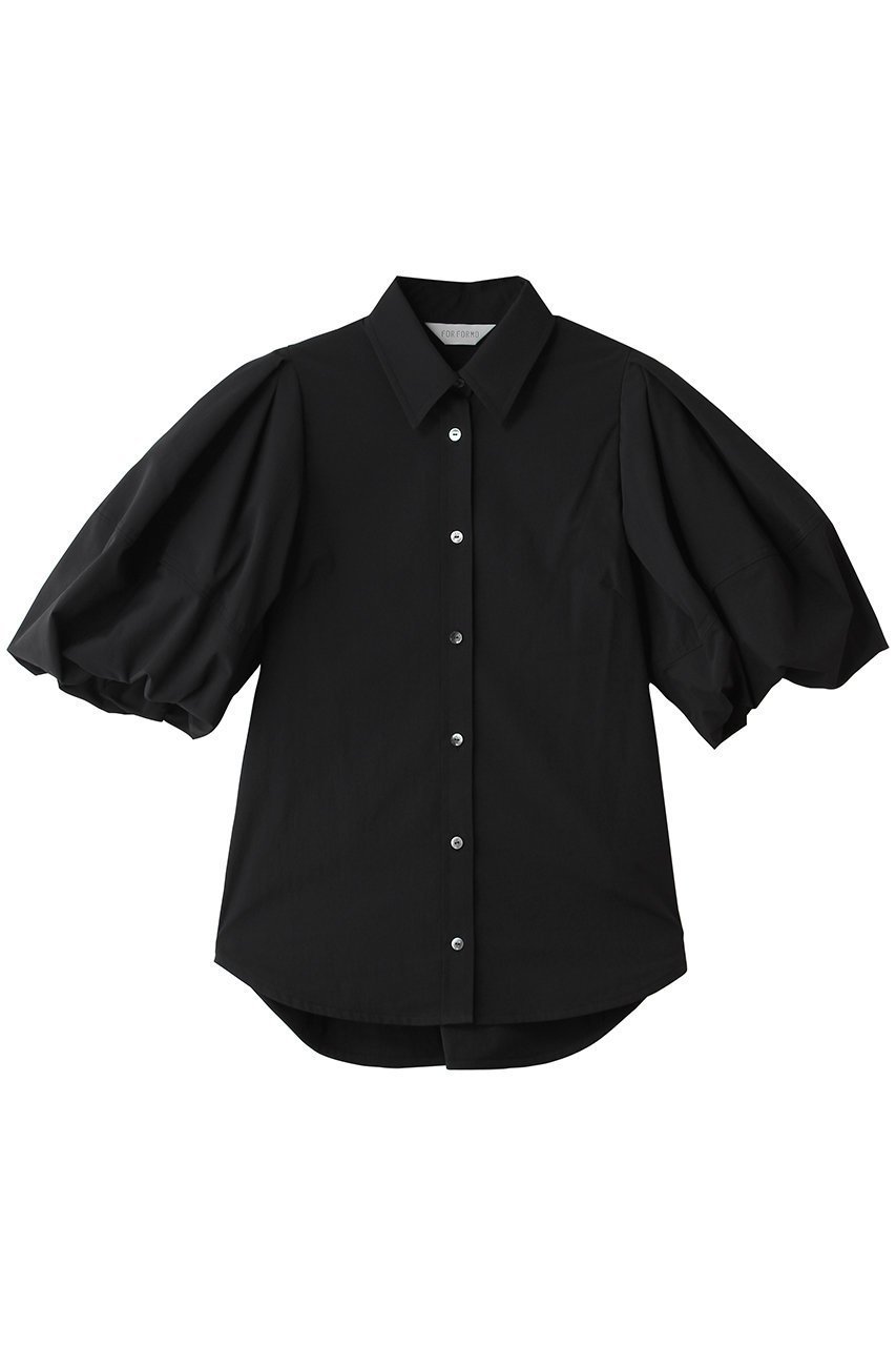 【フォルフォルモ/FORFORMO】のTuck Puff Sleeve Shirt インテリア・キッズ・メンズ・レディースファッション・服の通販 founy(ファニー) 　ファッション　Fashion　レディースファッション　Fashion for Women　トップス・カットソー　Cut & Sew Tops　シャツ・ブラウス・オフィスカジュアル　Elegant Blouses & Button-Ups　ショート　Short, Short Length　スリーブ　Sleeve, Long Sleeve / Short Sleeve　センター　Center, Center Line　バルーン　Balloon, Balloon Silhouette　ボトム　Bottoms, Lower Wear　マニッシュ　Mannish, Boyish　エレガント 上品　Elegant　新作・新入荷　New Arrivals / New In　ブラック|ID: prp329100004933133 ipo3291000000037027327