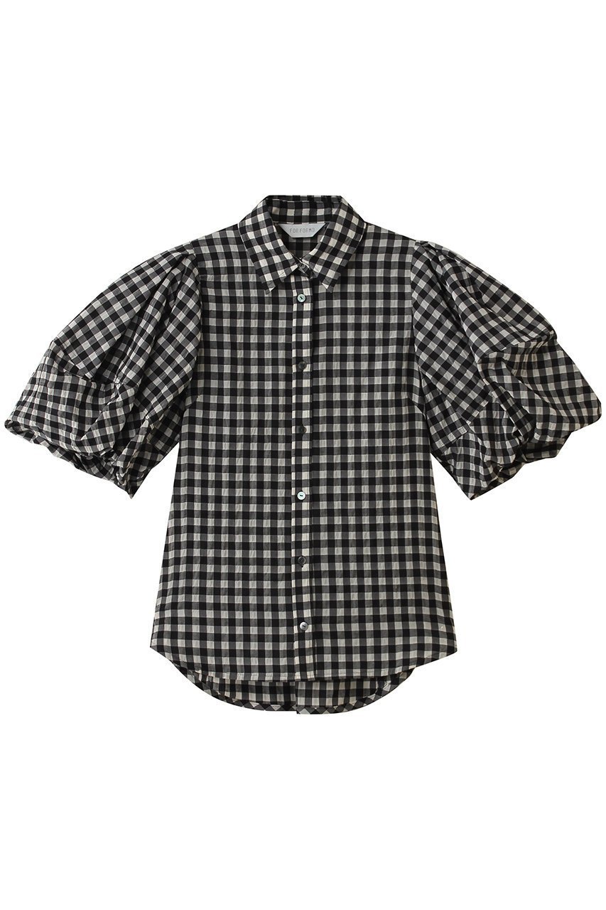 【フォルフォルモ/FORFORMO】のTuck Puff Sleeve Shirt インテリア・キッズ・メンズ・レディースファッション・服の通販 founy(ファニー) 　ファッション　Fashion　レディースファッション　Fashion for Women　トップス・カットソー　Cut & Sew Tops　シャツ・ブラウス・オフィスカジュアル　Elegant Blouses & Button-Ups　ショート　Short, Short Length　スリーブ　Sleeve, Long Sleeve / Short Sleeve　センター　Center, Center Line　バルーン　Balloon, Balloon Silhouette　ボトム　Bottoms, Lower Wear　マニッシュ　Mannish, Boyish　エレガント 上品　Elegant　新作・新入荷　New Arrivals / New In　チェックブラック|ID: prp329100004933133 ipo3291000000037027328