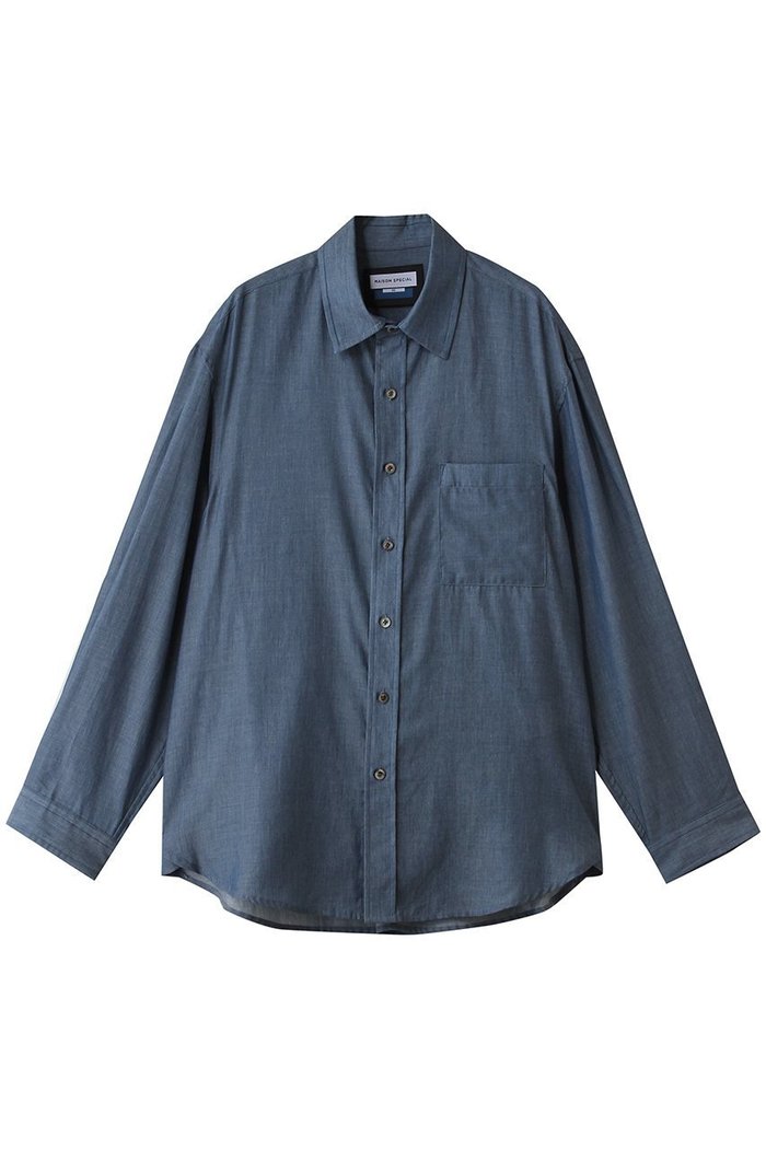 【メゾンスペシャル/MAISON SPECIAL】の【UNISEX】2.25oz Super Light シアーデニムシャツ インテリア・キッズ・メンズ・レディースファッション・服の通販 founy(ファウニー) https://founy.com/ ファッション Fashion レディースファッション Fashion for Women トップス・カットソー Cut & Sew Tops シャツ・ブラウス・オフィスカジュアル Elegant Blouses & Button-Ups ユニセックス Unisex, Genderless シアー Sheer, See-Through シンプル Simple, Minimal スリーブ Sleeve, Long Sleeve / Short Sleeve デニム Denim, Jeans Material ロング Long, Long-Length 夏 Summer 春 Spring S/S・春夏 SS, Spring/Summer, Warm Season |ID: prp329100004933140 ipo3291000000037027369