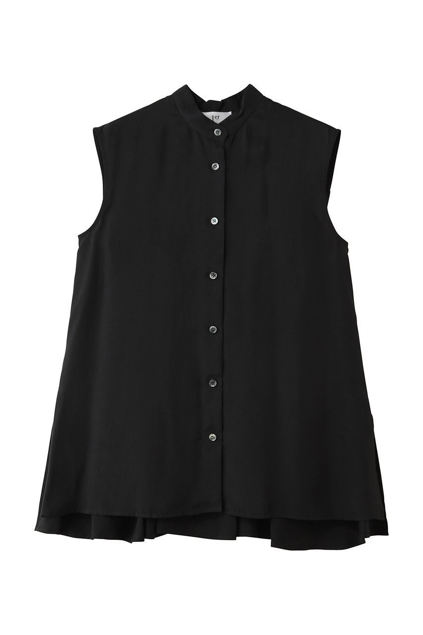 【プルミエ アロンディスモン/1er Arrondissement】のキュプラフィブリルノースリーブシャツ インテリア・キッズ・メンズ・レディースファッション・服の通販 founy(ファニー) 　ファッション　Fashion　レディースファッション　Fashion for Women　トップス・カットソー　Cut & Sew Tops　キャミソール&ノースリーブ　Camisoles & Sleeveless Tops　シャツ・ブラウス・オフィスカジュアル　Elegant Blouses & Button-Ups　キュプラ　Cupro, Eco Fabric　ギャザー　Gathered, Ruffled　ノースリーブ　Sleeveless, No-Sleeve　フロント　Front, Front Design　夏　Summer　定番　Standard, Basic Item　新作・新入荷　New Arrivals / New In　春　Spring　S/S・春夏　SS, Spring/Summer, Warm Season　ブラック|ID: prp329100004933143 ipo3291000000037027391