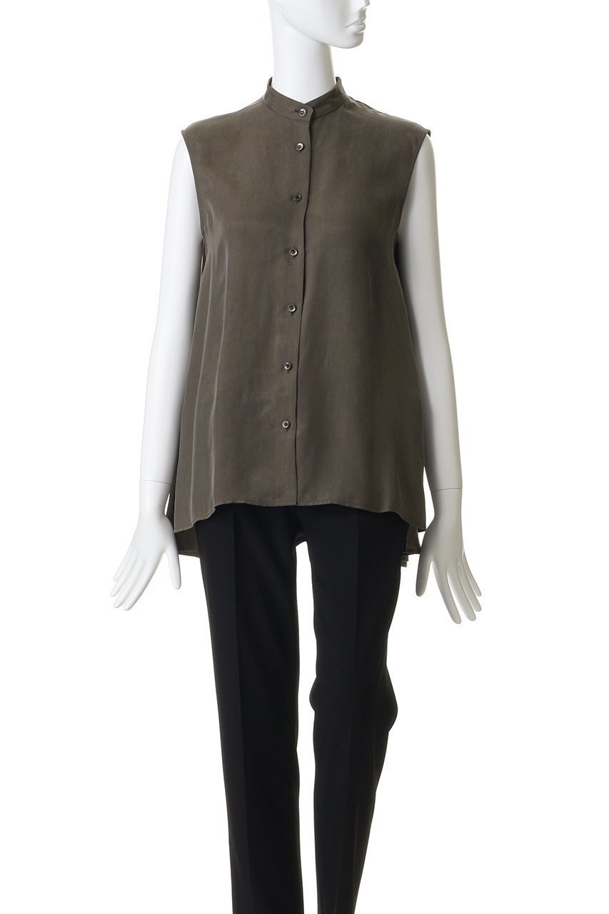 【プルミエ アロンディスモン/1er Arrondissement】のキュプラフィブリルノースリーブシャツ 人気、トレンドファッション・服の通販 founy(ファニー) 　ファッション　Fashion　レディースファッション　Fashion for Women　トップス・カットソー　Cut & Sew Tops　キャミソール&ノースリーブ　Camisoles & Sleeveless Tops　シャツ・ブラウス・オフィスカジュアル　Elegant Blouses & Button-Ups　キュプラ　Cupro, Eco Fabric　ギャザー　Gathered, Ruffled　ノースリーブ　Sleeveless, No-Sleeve　フロント　Front, Front Design　夏　Summer　定番　Standard, Basic Item　新作・新入荷　New Arrivals / New In　春　Spring　S/S・春夏　SS, Spring/Summer, Warm Season　other-2|ID: prp329100004933143 ipo3291000000037027392