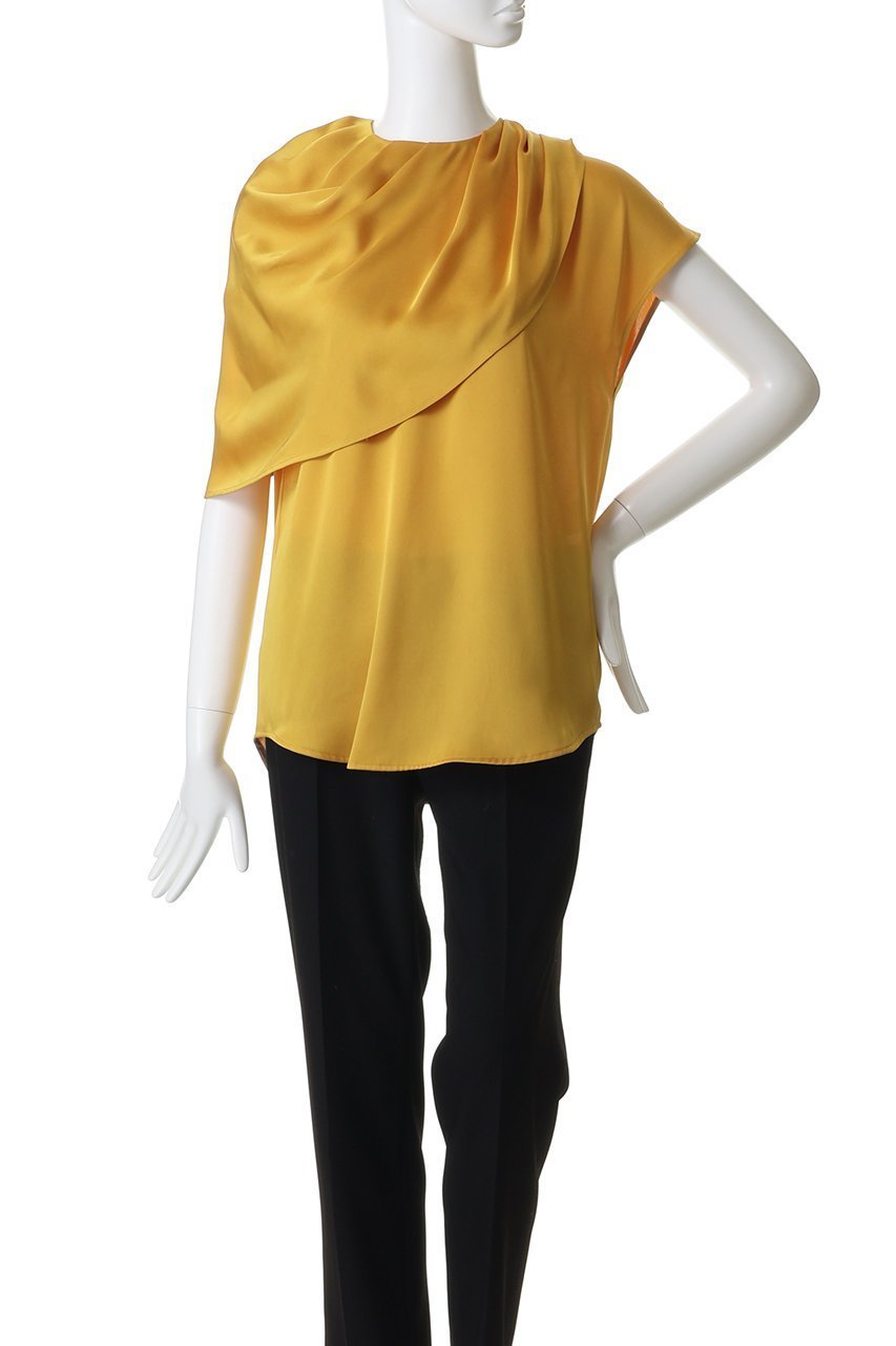 【デザイン ワークス/DESIGN WORKS】の【セットアップ対応】サテンアシンメトリーケープブラウス 人気、トレンドファッション・服の通販 founy(ファニー) 　ファッション　Fashion　レディースファッション　Fashion for Women　トップス・カットソー　Cut & Sew Tops　シャツ・ブラウス・オフィスカジュアル　Elegant Blouses & Button-Ups　アシンメトリー　Asymmetrical Style　サテン　Satin, Glossy Fabric　ショート　Short, Short Length　スリーブ　Sleeve, Long Sleeve / Short Sleeve　セットアップ　Set-Up, Coordinated Outfit　フレア　Flare, Flared　ボトム　Bottoms, Lower Wear　エレガント 上品　Elegant　新作・新入荷　New Arrivals / New In　other-2|ID: prp329100004933146 ipo3291000000037027408