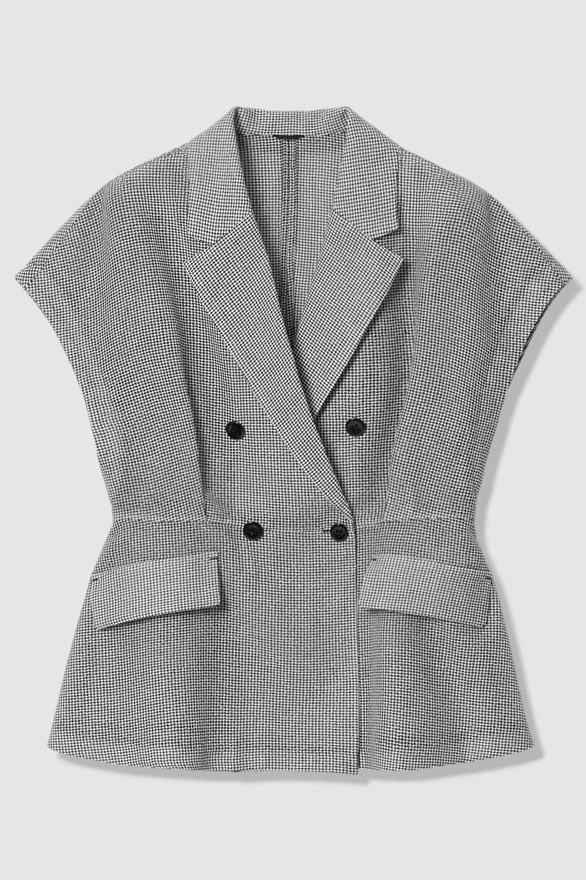 【アナイ/ANAYI】のカラミダブルペプラム ジャケット 人気、トレンドファッション・服の通販 founy(ファニー) 　ファッション　Fashion　レディースファッション　Fashion for Women　アウター　Coat / Outerwear Collection　レディースジャケット・軽アウター　Jackets　インナー　Innerwear　ジャケット　Jacket, Outerwear　ダブル　Double, Double-Breasted　チェック　Check, Plaid, Tartan　テーラード　Tailored, Tailored Fit　ノースリーブ　Sleeveless, No-Sleeve　ペプラム　Peplum, Flared Hem　モノトーン　Monotone, Black and White　新作・新入荷　New Arrivals / New In　 other-1|ID: prp329100004933162 ipo3291000000037027511