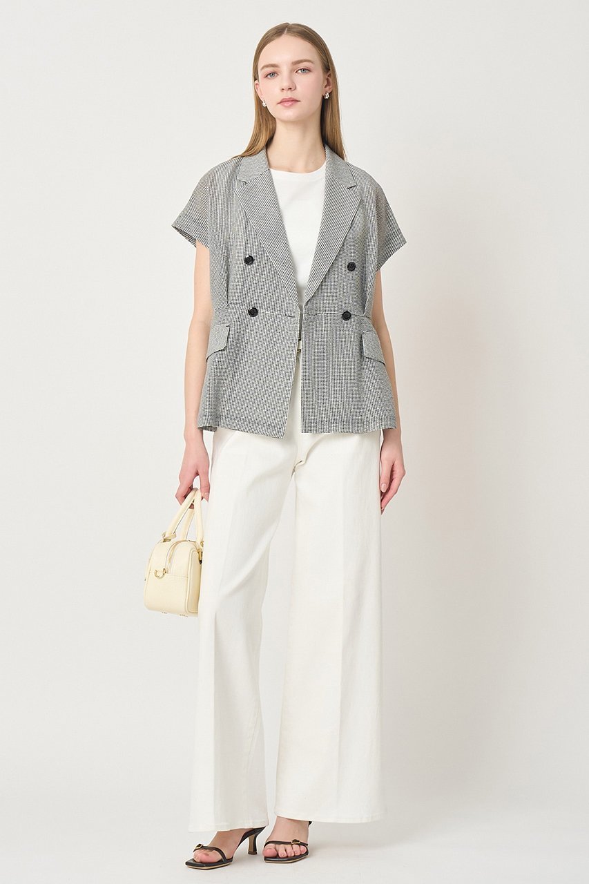 【アナイ/ANAYI】のカラミダブルペプラム ジャケット 人気、トレンドファッション・服の通販 founy(ファニー) 　ファッション　Fashion　レディースファッション　Fashion for Women　アウター　Coat / Outerwear Collection　レディースジャケット・軽アウター　Jackets　インナー　Innerwear　ジャケット　Jacket, Outerwear　ダブル　Double, Double-Breasted　チェック　Check, Plaid, Tartan　テーラード　Tailored, Tailored Fit　ノースリーブ　Sleeveless, No-Sleeve　ペプラム　Peplum, Flared Hem　モノトーン　Monotone, Black and White　新作・新入荷　New Arrivals / New In　other-8|ID: prp329100004933162 ipo3291000000037027522