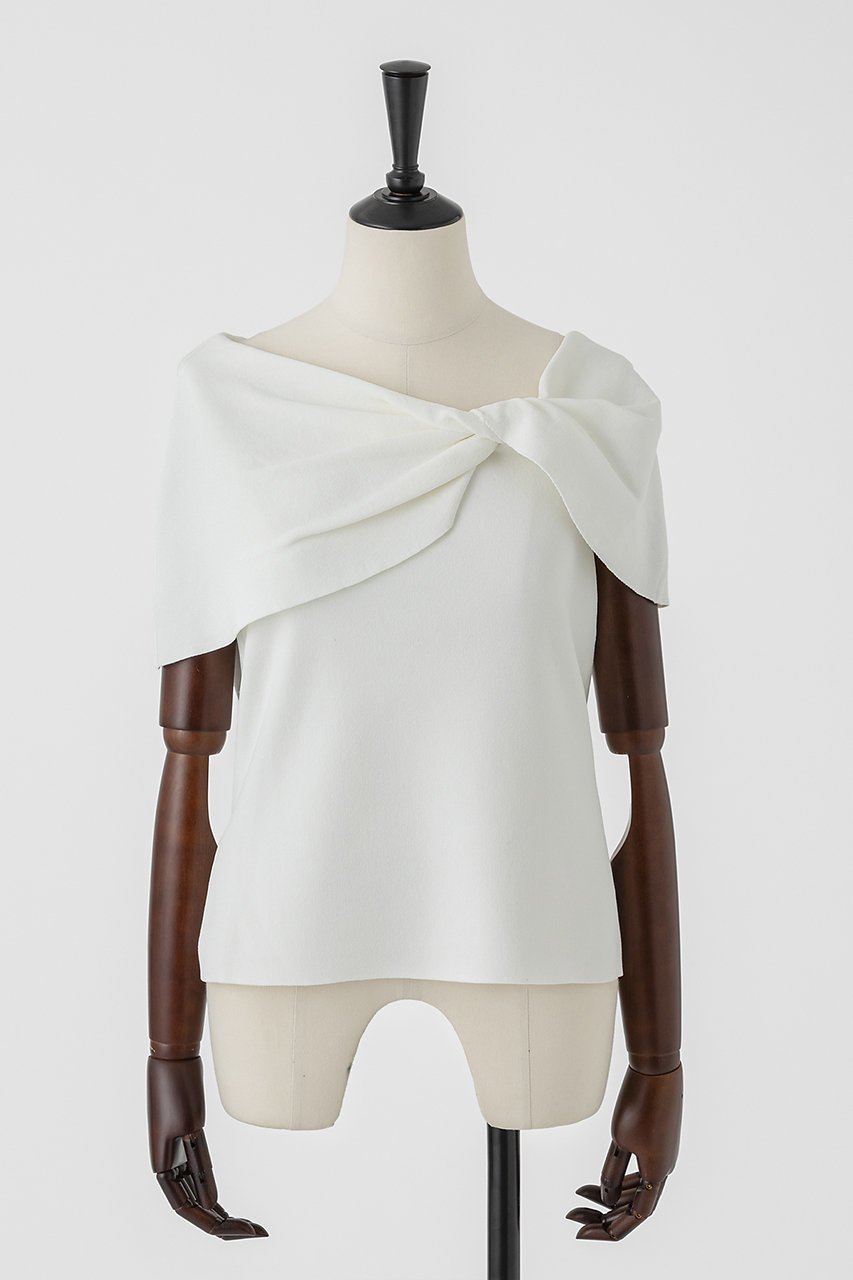 【オーヴィル/EAUVIRE】のツイストケーププルオーバー インテリア・キッズ・メンズ・レディースファッション・服の通販 founy(ファニー) 　ファッション　Fashion　レディースファッション　Fashion for Women　トップス・カットソー　Cut & Sew Tops　ニット　Knit Tops & Sweaters　カジュアルプルオーバー・ニットトップス　Pullovers & Knit Tops / Casual Pullovers　なめらか　Smooth, Silky Texture　コンパクト　Compact, Small Size　ストレッチ　Stretch, Stretchy Fabric　ツイスト　Tweed, Tweed Fabric　ミックス　Mix, Mixed Style　新作・新入荷　New Arrivals / New In　日本製　Made In Japan　ホワイト|ID: prp329100004933178 ipo3291000000037027610