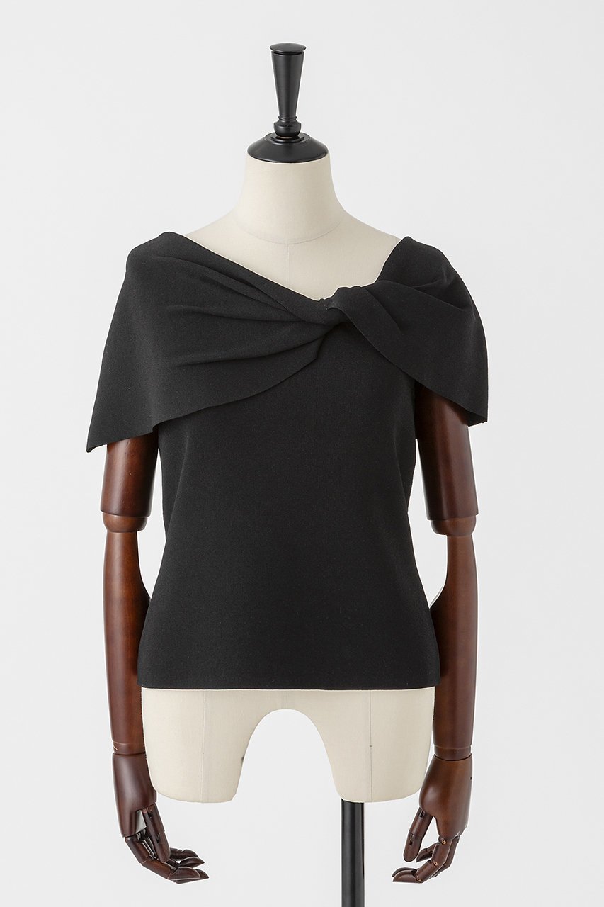 【オーヴィル/EAUVIRE】のツイストケーププルオーバー インテリア・キッズ・メンズ・レディースファッション・服の通販 founy(ファニー) 　ファッション　Fashion　レディースファッション　Fashion for Women　トップス・カットソー　Cut & Sew Tops　ニット　Knit Tops & Sweaters　カジュアルプルオーバー・ニットトップス　Pullovers & Knit Tops / Casual Pullovers　なめらか　Smooth, Silky Texture　コンパクト　Compact, Small Size　ストレッチ　Stretch, Stretchy Fabric　ツイスト　Tweed, Tweed Fabric　ミックス　Mix, Mixed Style　新作・新入荷　New Arrivals / New In　日本製　Made In Japan　ブラック|ID: prp329100004933178 ipo3291000000037027611