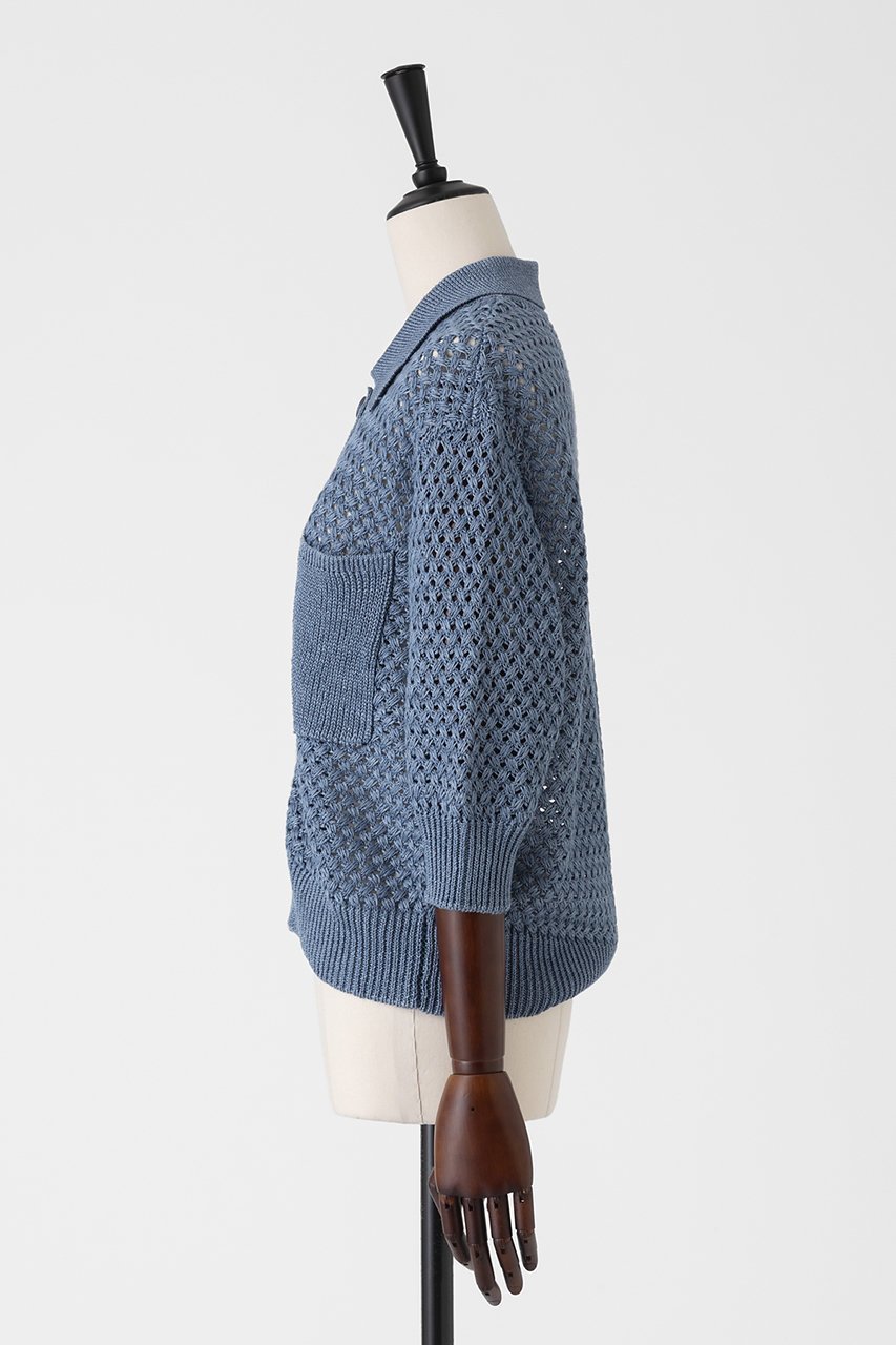 【オーヴィル/EAUVIRE】のリネンポロカーディガン 人気、トレンドファッション・服の通販 founy(ファニー) 　ファッション　Fashion　レディースファッション　Fashion for Women　トップス・カットソー　Cut & Sew Tops　ニット　Knit Tops & Sweaters　カーディガン・羽織り　Layered Style Cardigans　おすすめ　Recommended / Our Picks　イタリア　Italy　カーディガン　Cardigan, Knitwear　デニム　Denim, Jeans Material　バスケット　Basket, Basket Bag　ポケット　Pocket, Pocket Detail　リネン　Linen, Linen Fabric　夏　Summer　新作・新入荷　New Arrivals / New In　羽織　Haori, Light Jacket　透かし　Cut-Out, Lacework　other-2|ID: prp329100004933180 ipo3291000000037027628