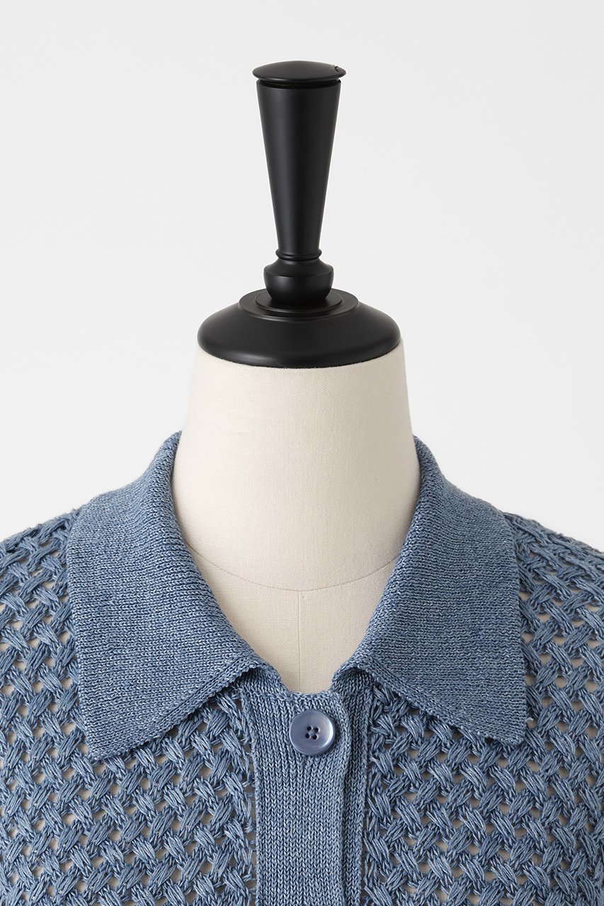 【オーヴィル/EAUVIRE】のリネンポロカーディガン 人気、トレンドファッション・服の通販 founy(ファニー) 　ファッション　Fashion　レディースファッション　Fashion for Women　トップス・カットソー　Cut & Sew Tops　ニット　Knit Tops & Sweaters　カーディガン・羽織り　Layered Style Cardigans　おすすめ　Recommended / Our Picks　イタリア　Italy　カーディガン　Cardigan, Knitwear　デニム　Denim, Jeans Material　バスケット　Basket, Basket Bag　ポケット　Pocket, Pocket Detail　リネン　Linen, Linen Fabric　夏　Summer　新作・新入荷　New Arrivals / New In　羽織　Haori, Light Jacket　透かし　Cut-Out, Lacework　other-4|ID: prp329100004933180 ipo3291000000037027631