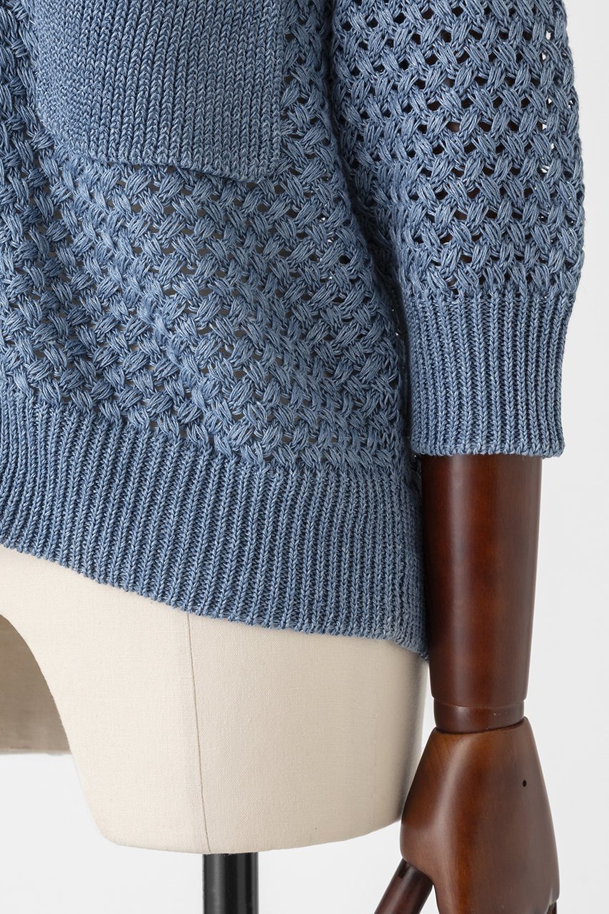 【オーヴィル/EAUVIRE】のリネンポロカーディガン 人気、トレンドファッション・服の通販 founy(ファニー) 　ファッション　Fashion　レディースファッション　Fashion for Women　トップス・カットソー　Cut & Sew Tops　ニット　Knit Tops & Sweaters　カーディガン・羽織り　Layered Style Cardigans　おすすめ　Recommended / Our Picks　イタリア　Italy　カーディガン　Cardigan, Knitwear　デニム　Denim, Jeans Material　バスケット　Basket, Basket Bag　ポケット　Pocket, Pocket Detail　リネン　Linen, Linen Fabric　夏　Summer　新作・新入荷　New Arrivals / New In　羽織　Haori, Light Jacket　透かし　Cut-Out, Lacework　other-5|ID: prp329100004933180 ipo3291000000037027632