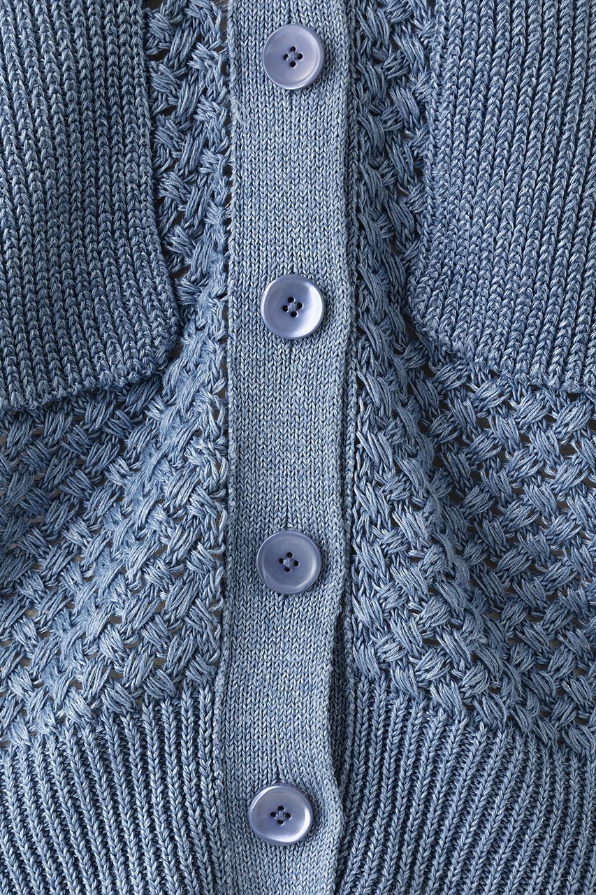 【オーヴィル/EAUVIRE】のリネンポロカーディガン 人気、トレンドファッション・服の通販 founy(ファニー) 　ファッション　Fashion　レディースファッション　Fashion for Women　トップス・カットソー　Cut & Sew Tops　ニット　Knit Tops & Sweaters　カーディガン・羽織り　Layered Style Cardigans　おすすめ　Recommended / Our Picks　イタリア　Italy　カーディガン　Cardigan, Knitwear　デニム　Denim, Jeans Material　バスケット　Basket, Basket Bag　ポケット　Pocket, Pocket Detail　リネン　Linen, Linen Fabric　夏　Summer　新作・新入荷　New Arrivals / New In　羽織　Haori, Light Jacket　透かし　Cut-Out, Lacework　other-6|ID: prp329100004933180 ipo3291000000037027633