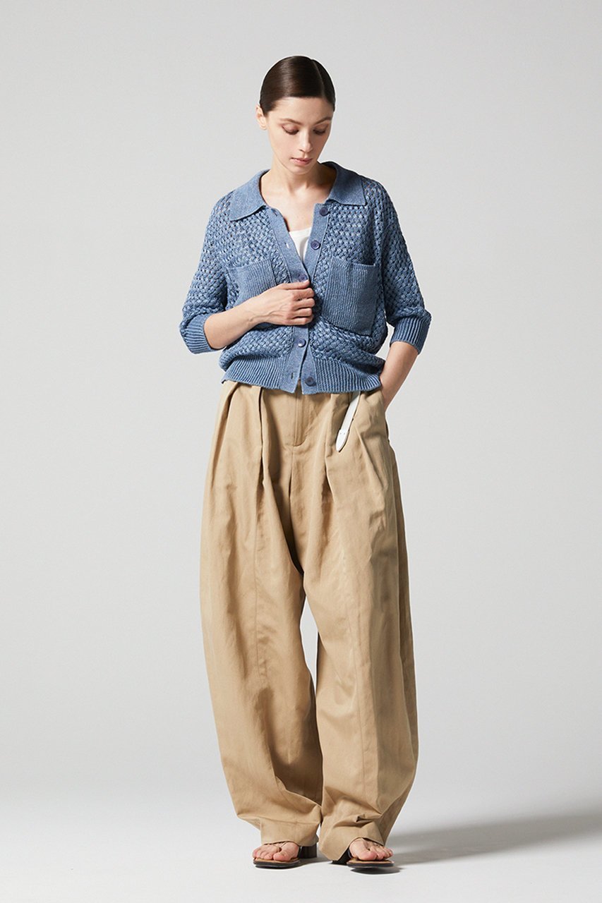 【オーヴィル/EAUVIRE】のリネンポロカーディガン 人気、トレンドファッション・服の通販 founy(ファニー) 　ファッション　Fashion　レディースファッション　Fashion for Women　トップス・カットソー　Cut & Sew Tops　ニット　Knit Tops & Sweaters　カーディガン・羽織り　Layered Style Cardigans　おすすめ　Recommended / Our Picks　イタリア　Italy　カーディガン　Cardigan, Knitwear　デニム　Denim, Jeans Material　バスケット　Basket, Basket Bag　ポケット　Pocket, Pocket Detail　リネン　Linen, Linen Fabric　夏　Summer　新作・新入荷　New Arrivals / New In　羽織　Haori, Light Jacket　透かし　Cut-Out, Lacework　other-8|ID: prp329100004933180 ipo3291000000037027635