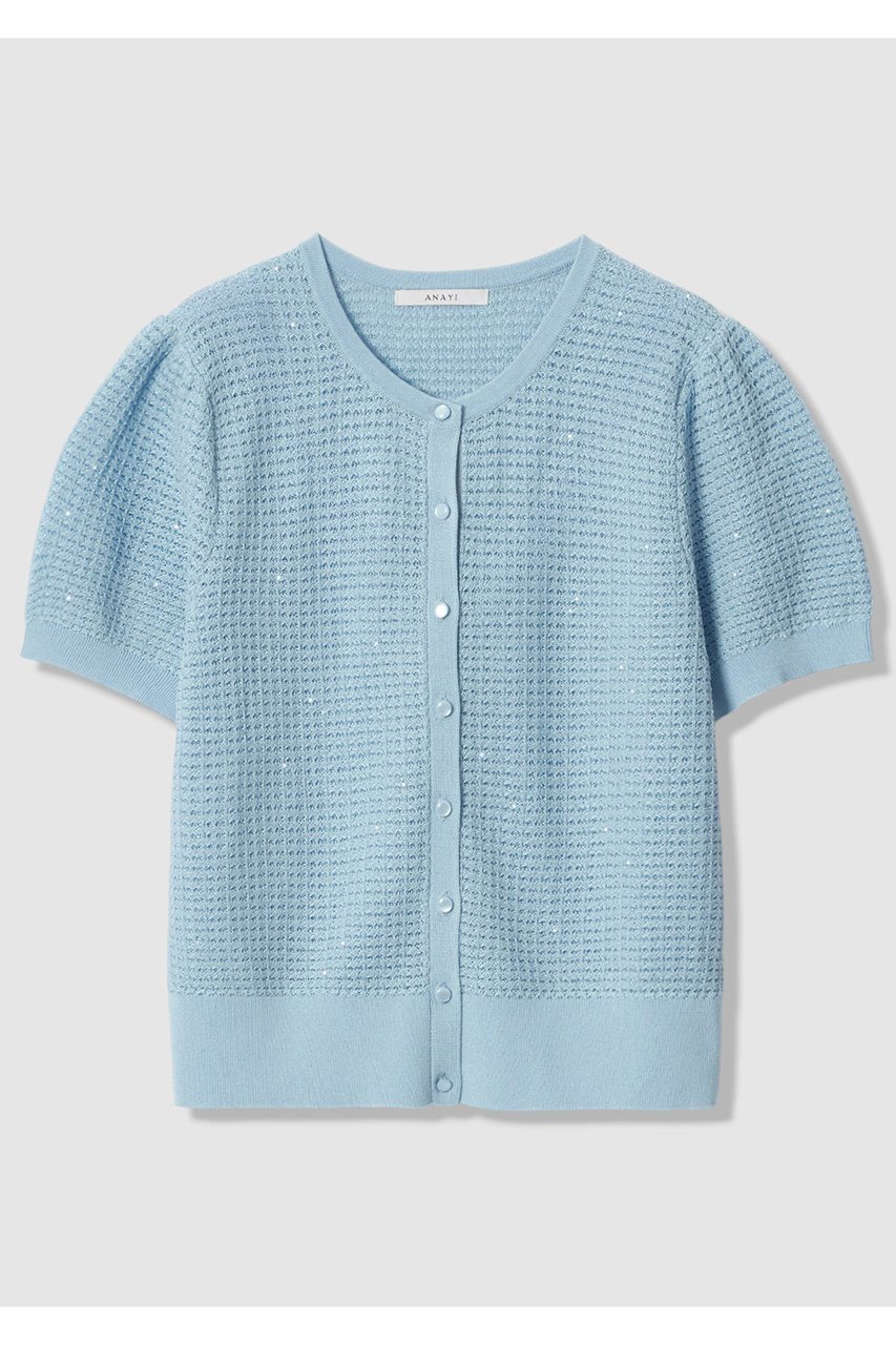 【アナイ/ANAYI】の【セットアップ対応商品】トラフォラート カーディガン インテリア・キッズ・メンズ・レディースファッション・服の通販 founy(ファニー) 　ファッション　Fashion　レディースファッション　Fashion for Women　トップス・カットソー　Cut & Sew Tops　ニット　Knit Tops & Sweaters　カーディガン・羽織り　Layered Style Cardigans　アンサンブル　Ensemble Set　イタリア　Italy　カーディガン　Cardigan, Knitwear　シンプル　Simple, Minimal　スパンコール　Sequins, Sequin Embellishment　スリーブ　Sleeve, Long Sleeve / Short Sleeve　セットアップ　Set-Up, Coordinated Outfit　透かし　Cut-Out, Lacework　おすすめ　Recommended / Our Picks　エレガント 上品　Elegant　新作・新入荷　New Arrivals / New In　ブルー|ID: prp329100004933188 ipo3291000000037027689