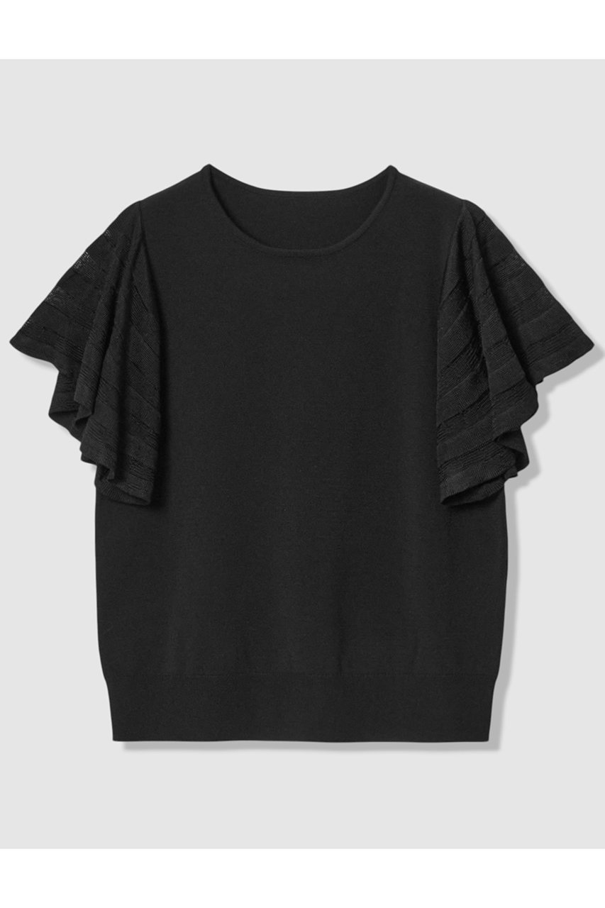 【アナイ/ANAYI】のシアーフレアスリーブ プルオーバー インテリア・キッズ・メンズ・レディースファッション・服の通販 founy(ファニー) 　ファッション　Fashion　レディースファッション　Fashion for Women　トップス・カットソー　Cut & Sew Tops　ニット　Knit Tops & Sweaters　カジュアルプルオーバー・ニットトップス　Pullovers & Knit Tops / Casual Pullovers　シアー　Sheer, See-Through　フェミニン　Feminine, Girly　フレア　Flare, Flared　夏　Summer　新作・新入荷　New Arrivals / New In　ブラック|ID: prp329100004933189 ipo3291000000037027702