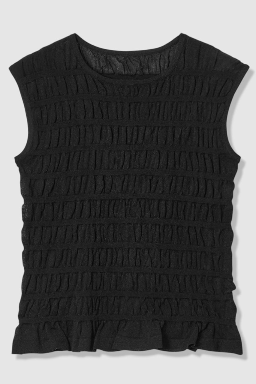 【アナイ/ANAYI】のシャーリング プルオーバー インテリア・キッズ・メンズ・レディースファッション・服の通販 founy(ファニー) 　ファッション　Fashion　レディースファッション　Fashion for Women　トップス・カットソー　Cut & Sew Tops　ニット　Knit Tops & Sweaters　カジュアルプルオーバー・ニットトップス　Pullovers & Knit Tops / Casual Pullovers　おすすめ　Recommended / Our Picks　インナー　Innerwear　ギャザー　Gathered, Ruffled　シャーリング　Shirring, Ruched　シンプル　Simple, Minimal　ジャケット　Jacket, Outerwear　ストレッチ　Stretch, Stretchy Fabric　タンク　Tank Top, Sleeveless Top　ノースリーブ　Sleeveless, No-Sleeve　新作・新入荷　New Arrivals / New In　ブラック|ID: prp329100004933192 ipo3291000000037027723