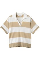 【ブルックス ブラザーズ/Brooks Brothers】のスーピマコットン ラグビーストライプ ショートスリーブ ポロセーター ベージュ|ID: prp329100004933195 ipo3291000000037027759