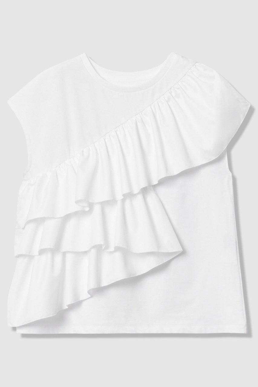 【アルアバイル/allureville】の【LOULOU WILLOUGHBY】スパイラルフリルTシャツ 人気、トレンドファッション・服の通販 founy(ファニー) 　ファッション　Fashion　レディースファッション　Fashion for Women　トップス・カットソー　Cut & Sew Tops　キャミソール&ノースリーブ　Camisoles & Sleeveless Tops　シャツ・ブラウス・オフィスカジュアル　Elegant Blouses & Button-Ups　ロングTシャツ・Tシャツ　Longline T-Shirts & Tees　カットソー・ベーシックTシャツ　Cut-and-Sewn Tops / Stretch Tees & Basics　キャミソール　Camisole, Spaghetti Strap Top　ギャザー　Gathered, Ruffled　シンプル　Simple, Minimal　タフタ　Taffeta, Structured Fabric　タンク　Tank Top, Sleeveless Top　フリル　Frill, Ruffle　再入荷　Restock / Back in Stock　夏　Summer　 other-1|ID: prp329100004935550 ipo3291000000037037890