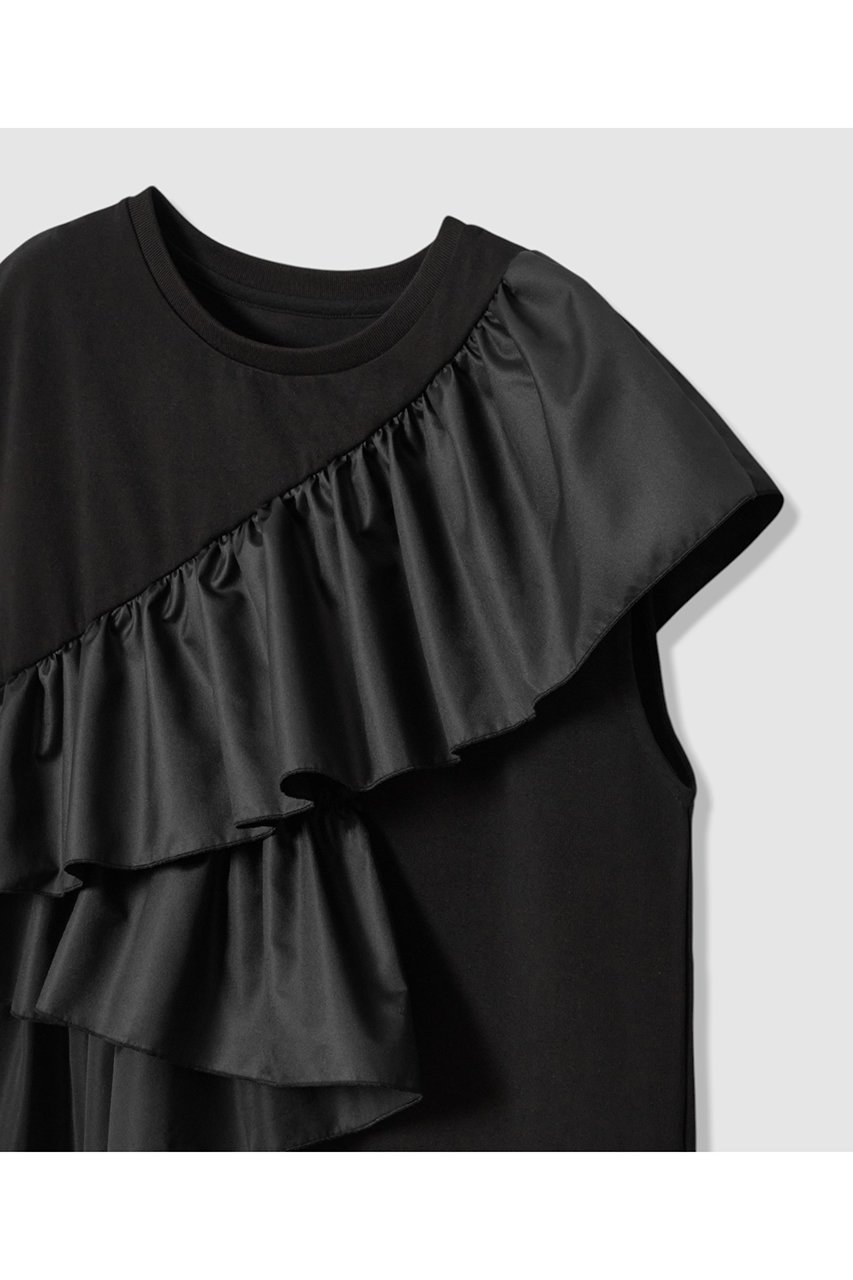 【アルアバイル/allureville】の【LOULOU WILLOUGHBY】スパイラルフリルTシャツ 人気、トレンドファッション・服の通販 founy(ファニー) 　ファッション　Fashion　レディースファッション　Fashion for Women　トップス・カットソー　Cut & Sew Tops　キャミソール&ノースリーブ　Camisoles & Sleeveless Tops　シャツ・ブラウス・オフィスカジュアル　Elegant Blouses & Button-Ups　ロングTシャツ・Tシャツ　Longline T-Shirts & Tees　カットソー・ベーシックTシャツ　Cut-and-Sewn Tops / Stretch Tees & Basics　キャミソール　Camisole, Spaghetti Strap Top　ギャザー　Gathered, Ruffled　シンプル　Simple, Minimal　タフタ　Taffeta, Structured Fabric　タンク　Tank Top, Sleeveless Top　フリル　Frill, Ruffle　再入荷　Restock / Back in Stock　夏　Summer　other-3|ID: prp329100004935550 ipo3291000000037037894