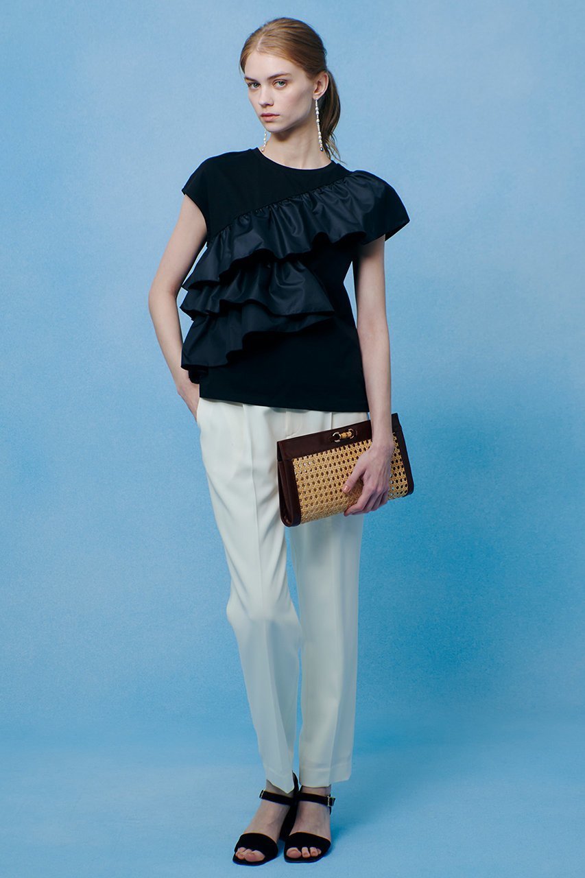 【アルアバイル/allureville】の【LOULOU WILLOUGHBY】スパイラルフリルTシャツ 人気、トレンドファッション・服の通販 founy(ファニー) 　ファッション　Fashion　レディースファッション　Fashion for Women　トップス・カットソー　Cut & Sew Tops　キャミソール&ノースリーブ　Camisoles & Sleeveless Tops　シャツ・ブラウス・オフィスカジュアル　Elegant Blouses & Button-Ups　ロングTシャツ・Tシャツ　Longline T-Shirts & Tees　カットソー・ベーシックTシャツ　Cut-and-Sewn Tops / Stretch Tees & Basics　キャミソール　Camisole, Spaghetti Strap Top　ギャザー　Gathered, Ruffled　シンプル　Simple, Minimal　タフタ　Taffeta, Structured Fabric　タンク　Tank Top, Sleeveless Top　フリル　Frill, Ruffle　再入荷　Restock / Back in Stock　夏　Summer　other-6|ID: prp329100004935550 ipo3291000000037037897