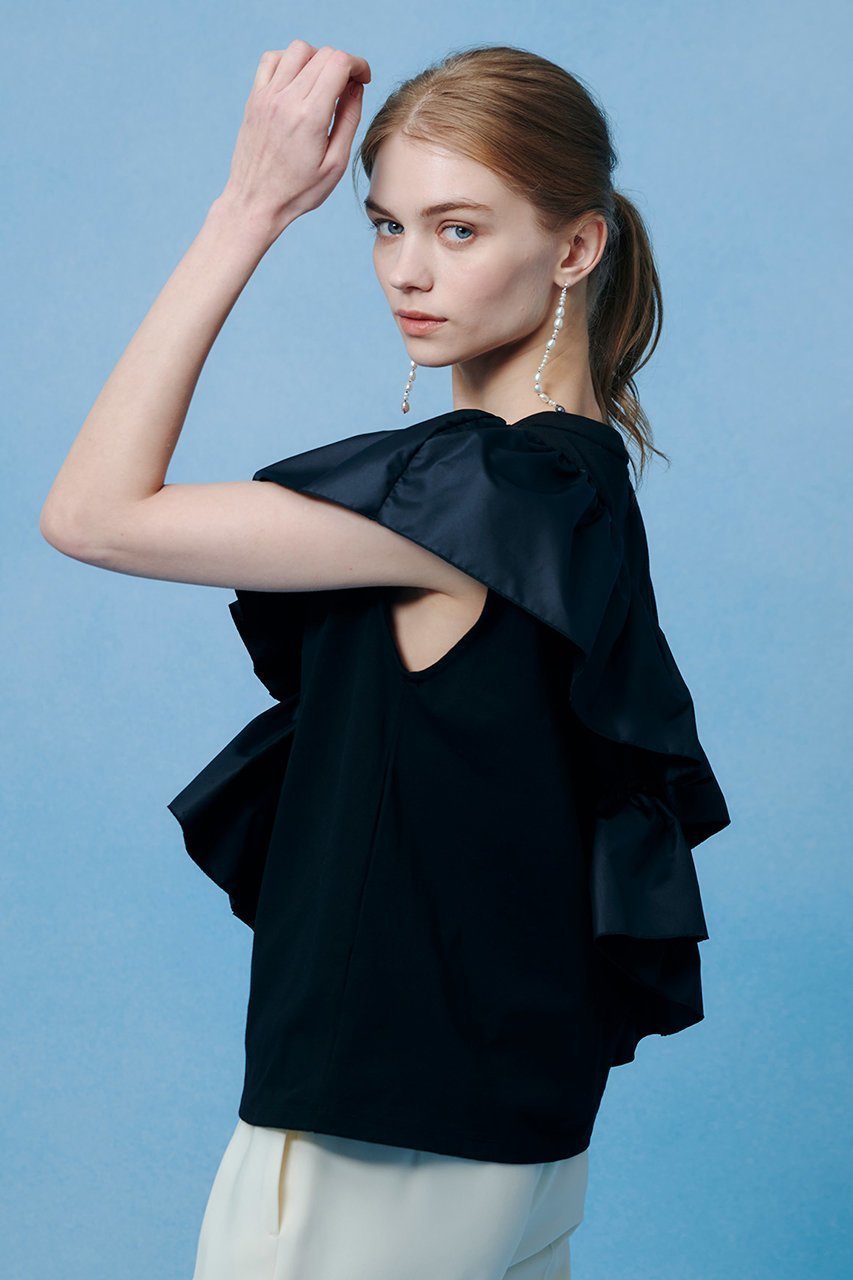 【アルアバイル/allureville】の【LOULOU WILLOUGHBY】スパイラルフリルTシャツ 人気、トレンドファッション・服の通販 founy(ファニー) 　ファッション　Fashion　レディースファッション　Fashion for Women　トップス・カットソー　Cut & Sew Tops　キャミソール&ノースリーブ　Camisoles & Sleeveless Tops　シャツ・ブラウス・オフィスカジュアル　Elegant Blouses & Button-Ups　ロングTシャツ・Tシャツ　Longline T-Shirts & Tees　カットソー・ベーシックTシャツ　Cut-and-Sewn Tops / Stretch Tees & Basics　キャミソール　Camisole, Spaghetti Strap Top　ギャザー　Gathered, Ruffled　シンプル　Simple, Minimal　タフタ　Taffeta, Structured Fabric　タンク　Tank Top, Sleeveless Top　フリル　Frill, Ruffle　再入荷　Restock / Back in Stock　夏　Summer　other-8|ID: prp329100004935550 ipo3291000000037037899