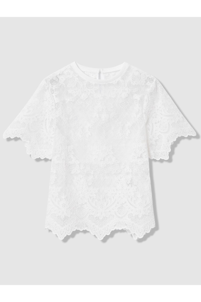 【アルアバイル/allureville】の【LOULOU WILLOUGHBY】オーガンスカラTシャツ 人気、トレンドファッション・服の通販 founy(ファニー) 　ファッション　Fashion　レディースファッション　Fashion for Women　トップス・カットソー　Cut & Sew Tops　シャツ・ブラウス・オフィスカジュアル　Elegant Blouses & Button-Ups　ロングTシャツ・Tシャツ　Longline T-Shirts & Tees　カットソー・ベーシックTシャツ　Cut-and-Sewn Tops / Stretch Tees & Basics　オーガンジー　Organza Fabric　ショート　Short, Short Length　シンプル　Simple, Minimal　スカラップ　Scallop, Scalloped Edge　スリーブ　Sleeve, Long Sleeve / Short Sleeve　チュール　Tulip, Tulip Motif　ヘムライン　Hemline, Bottom Cut　夏　Summer　新作・新入荷　New Arrivals / New In　 other-1|ID: prp329100004935551 ipo3291000000037037900