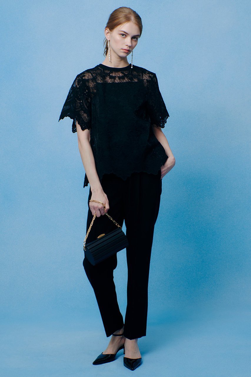 【アルアバイル/allureville】の【LOULOU WILLOUGHBY】オーガンスカラTシャツ 人気、トレンドファッション・服の通販 founy(ファニー) 　ファッション　Fashion　レディースファッション　Fashion for Women　トップス・カットソー　Cut & Sew Tops　シャツ・ブラウス・オフィスカジュアル　Elegant Blouses & Button-Ups　ロングTシャツ・Tシャツ　Longline T-Shirts & Tees　カットソー・ベーシックTシャツ　Cut-and-Sewn Tops / Stretch Tees & Basics　オーガンジー　Organza Fabric　ショート　Short, Short Length　シンプル　Simple, Minimal　スカラップ　Scallop, Scalloped Edge　スリーブ　Sleeve, Long Sleeve / Short Sleeve　チュール　Tulip, Tulip Motif　ヘムライン　Hemline, Bottom Cut　夏　Summer　新作・新入荷　New Arrivals / New In　other-8|ID: prp329100004935551 ipo3291000000037037909