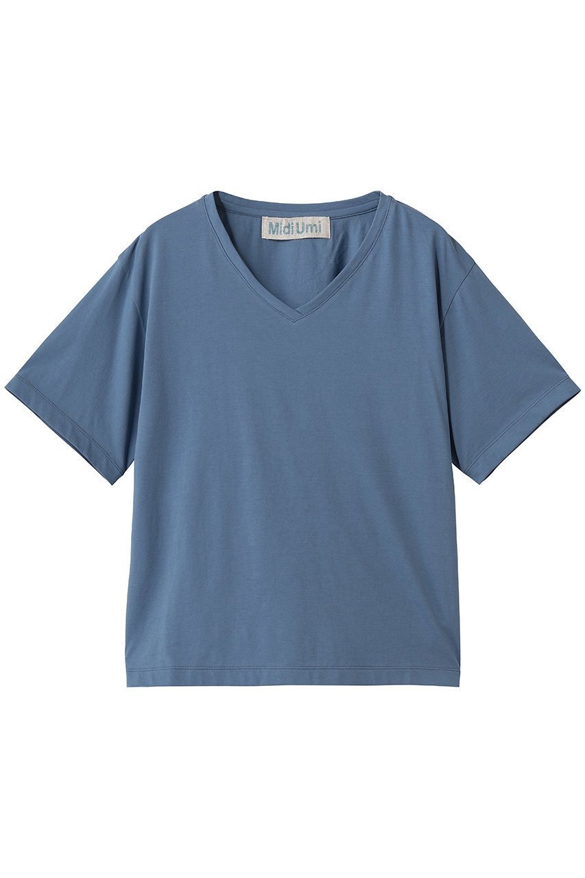 【ミディウミ/MidiUmi】のV neck P/O プルオーバー インテリア・キッズ・メンズ・レディースファッション・服の通販 founy(ファニー) 　ファッション　Fashion　レディースファッション　Fashion for Women　トップス・カットソー　Cut & Sew Tops　シャツ・ブラウス・オフィスカジュアル　Elegant Blouses & Button-Ups　ロングTシャツ・Tシャツ　Longline T-Shirts & Tees　カジュアルプルオーバー・ニットトップス　Pullovers & Knit Tops / Casual Pullovers　カットソー・ベーシックTシャツ　Cut-and-Sewn Tops / Stretch Tees & Basics　おすすめ　Recommended / Our Picks　インナー　Innerwear　コンパクト　Compact, Small Size　ショート　Short, Short Length　シンプル　Simple, Minimal　スリーブ　Sleeve, Long Sleeve / Short Sleeve　半袖　Short Sleeve, Half Sleeve　新作・新入荷　New Arrivals / New In　blue|ID: prp329100004935553 ipo3291000000037037920