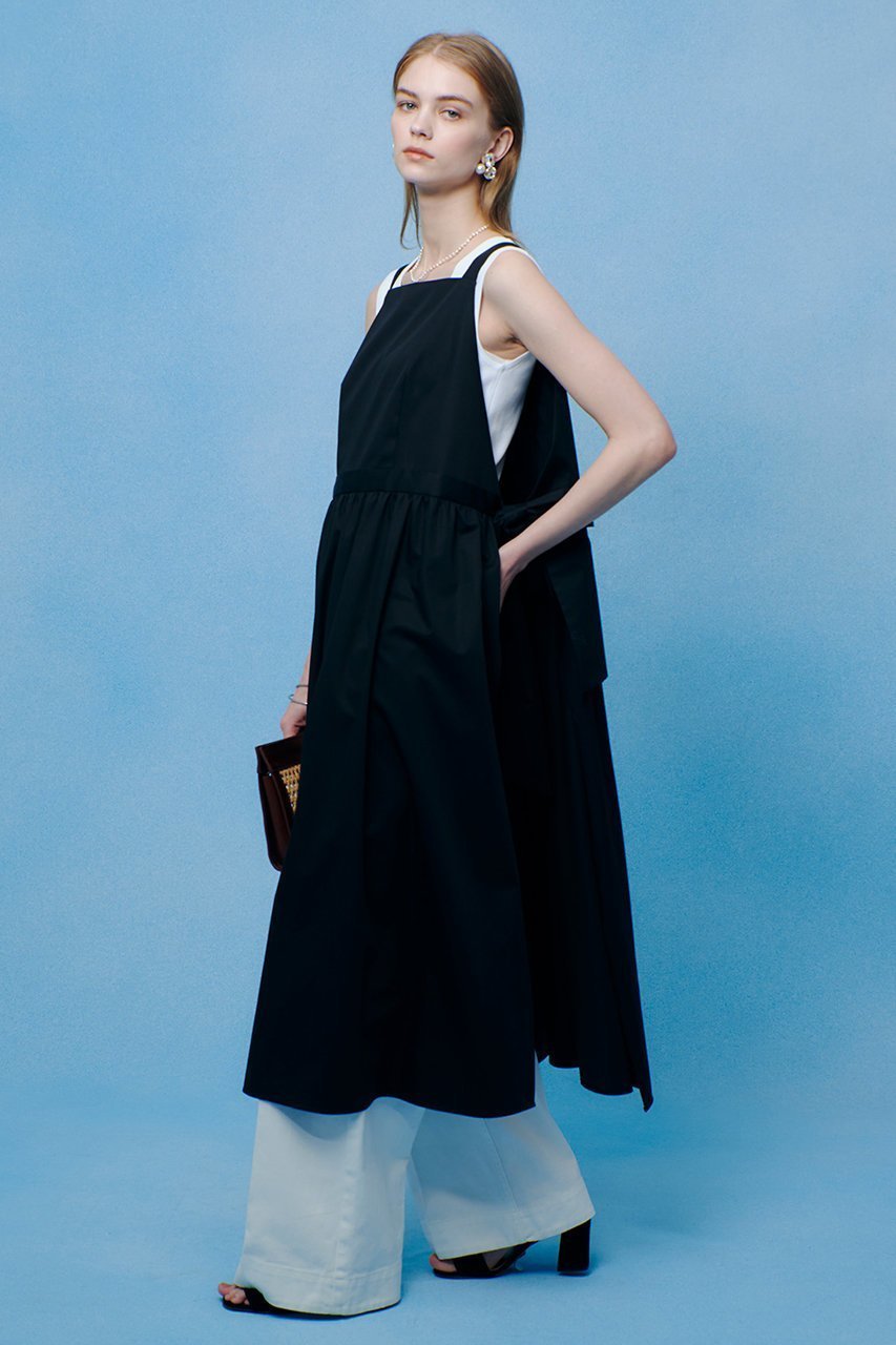 【アルアバイル/allureville】の【LOULOU WILLOUGHBY】コットンサテンエプロンワンピース 人気、トレンドファッション・服の通販 founy(ファニー) 　ファッション　Fashion　レディースファッション　Fashion for Women　ワンピース　Dresses　チュニック　Tunic Tops & Dresses　ギャザー　Gathered, Ruffled　サテン　Satin, Glossy Fabric　チュニック　Tunic, Long Top　フィット　Fit, Slim Fit　ロング　Long, Long-Length　夏　Summer　新作・新入荷　New Arrivals / New In　other-4|ID: prp329100004935556 ipo3291000000037037949