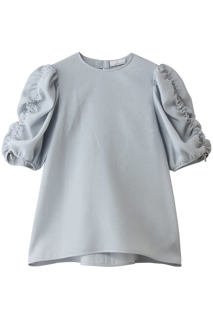 【ジェイドット/j.】のジャカード織 袖シャーリングブラウス インテリア・キッズ・メンズ・レディースファッション・服の通販 founy(ファニー) 　ファッション　Fashion　レディースファッション　Fashion for Women　トップス・カットソー　Cut & Sew Tops　シャツ・ブラウス・オフィスカジュアル　Elegant Blouses & Button-Ups　シャーリング　Shirring, Ruched　ショート　Short, Short Length　ジャカード／ジャガード　Jacquard, Woven Pattern　スリーブ　Sleeve, Long Sleeve / Short Sleeve　フェミニン　Feminine, Girly　新作・新入荷　New Arrivals / New In　グレー|ID: prp329100004935559 ipo3291000000037037970