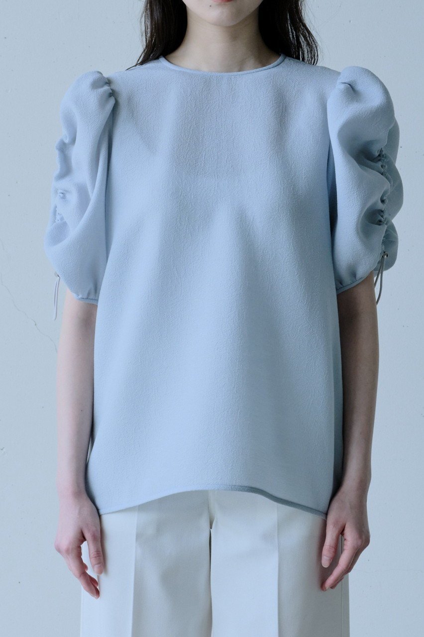 【ジェイドット/j.】のジャカード織 袖シャーリングブラウス 人気、トレンドファッション・服の通販 founy(ファニー) 　ファッション　Fashion　レディースファッション　Fashion for Women　トップス・カットソー　Cut & Sew Tops　シャツ・ブラウス・オフィスカジュアル　Elegant Blouses & Button-Ups　シャーリング　Shirring, Ruched　ショート　Short, Short Length　ジャカード／ジャガード　Jacquard, Woven Pattern　スリーブ　Sleeve, Long Sleeve / Short Sleeve　フェミニン　Feminine, Girly　新作・新入荷　New Arrivals / New In　other-8|ID: prp329100004935559 ipo3291000000037037977