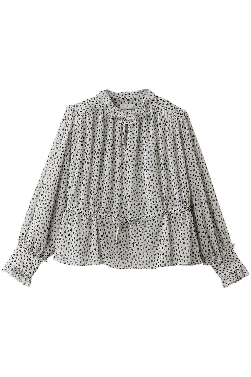 【ジェイドット/j.】のシフォンジョーゼット スタンドフリルブラウス 人気、トレンドファッション・服の通販 founy(ファニー) 　ファッション　Fashion　レディースファッション　Fashion for Women　トップス・カットソー　Cut & Sew Tops　シャツ・ブラウス・オフィスカジュアル　Elegant Blouses & Button-Ups　ギャザー　Gathered, Ruffled　シフォン　Chiffon, Lightweight Fabric　ジョーゼット　Georgette, Semi-Sheer Fabric　スタンド　Stand Collar, Upright Stand　スリーブ　Sleeve, Long Sleeve / Short Sleeve　ドット　Polka Dot, Dot Pattern　フェミニン　Feminine, Girly　フリル　Frill, Ruffle　モノトーン　Monotone, Black and White　ロング　Long, Long-Length　定番　Standard, Basic Item　新作・新入荷　New Arrivals / New In　 other-1|ID: prp329100004935560 ipo3291000000037037978