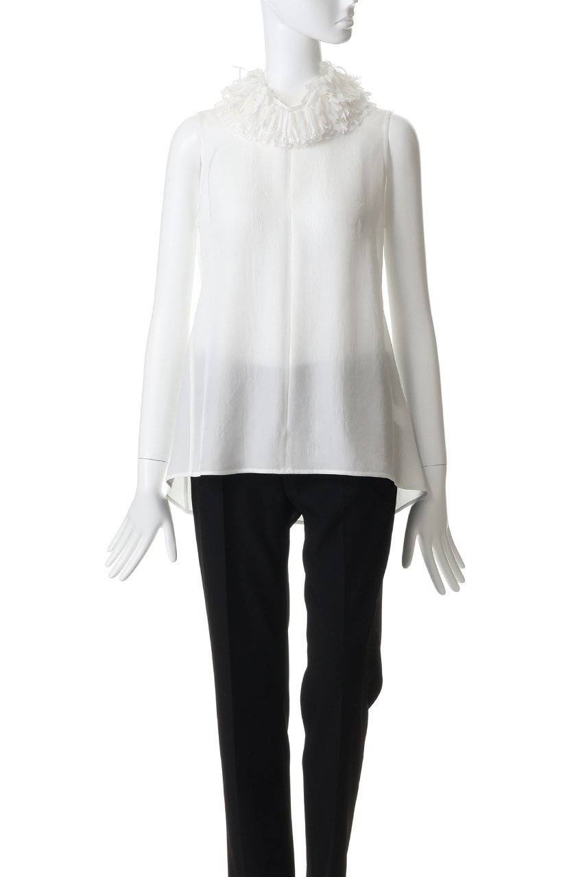 【ジェイドット/j.】のアセテートツイル フリルネックブラウス 人気、トレンドファッション・服の通販 founy(ファニー) 　ファッション　Fashion　レディースファッション　Fashion for Women　トップス・カットソー　Cut & Sew Tops　キャミソール&ノースリーブ　Camisoles & Sleeveless Tops　シャツ・ブラウス・オフィスカジュアル　Elegant Blouses & Button-Ups　シアー　Sheer, See-Through　スラックス　Slacks, Dress Pants　デニム　Denim, Jeans Material　ノースリーブ　Sleeveless, No-Sleeve　フリル　Frill, Ruffle　夏　Summer　新作・新入荷　New Arrivals / New In　春　Spring　S/S・春夏　SS, Spring/Summer, Warm Season　other-2|ID: prp329100004935561 ipo3291000000037037991