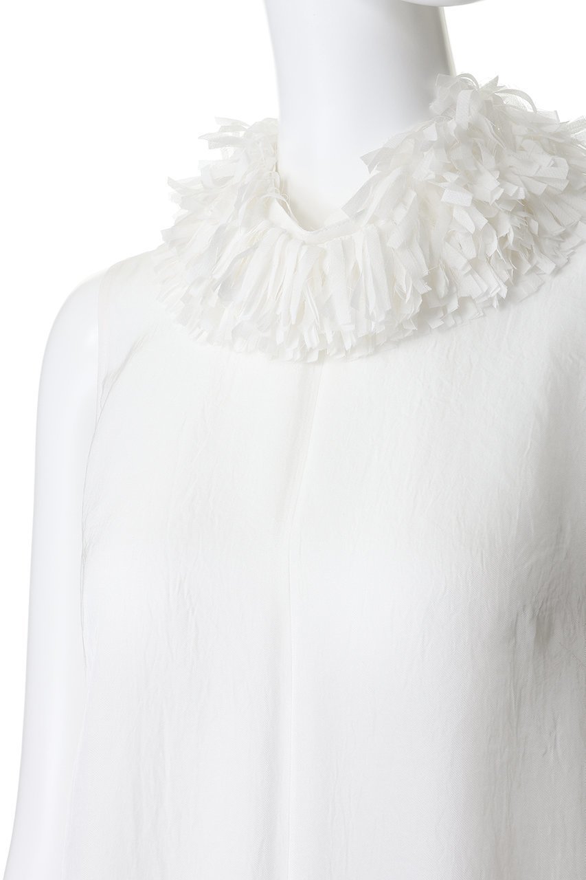 【ジェイドット/j.】のアセテートツイル フリルネックブラウス 人気、トレンドファッション・服の通販 founy(ファニー) 　ファッション　Fashion　レディースファッション　Fashion for Women　トップス・カットソー　Cut & Sew Tops　キャミソール&ノースリーブ　Camisoles & Sleeveless Tops　シャツ・ブラウス・オフィスカジュアル　Elegant Blouses & Button-Ups　シアー　Sheer, See-Through　スラックス　Slacks, Dress Pants　デニム　Denim, Jeans Material　ノースリーブ　Sleeveless, No-Sleeve　フリル　Frill, Ruffle　夏　Summer　新作・新入荷　New Arrivals / New In　春　Spring　S/S・春夏　SS, Spring/Summer, Warm Season　other-5|ID: prp329100004935561 ipo3291000000037037994