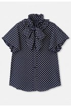 【アルアバイル/allureville】の【LOULOU WILLOUGHBY】デシンドットフレアスリーブブラウス ネイビー|ID:prp329100004935563