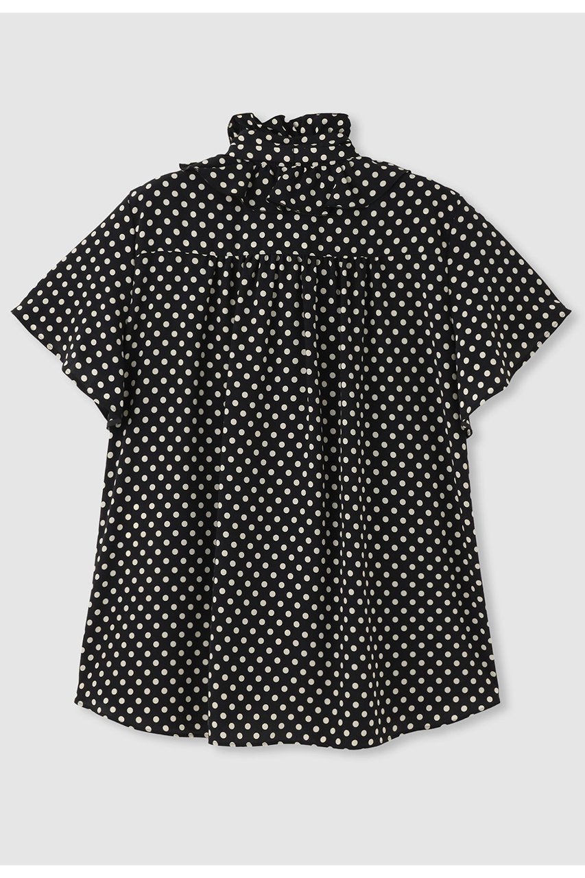 【アルアバイル/allureville】の【LOULOU WILLOUGHBY】デシンドットフレアスリーブブラウス 人気、トレンドファッション・服の通販 founy(ファニー) 　ファッション　Fashion　レディースファッション　Fashion for Women　トップス・カットソー　Cut & Sew Tops　シャツ・ブラウス・オフィスカジュアル　Elegant Blouses & Button-Ups　クラシカル　Classical, Vintage-Inspired　ショート　Short, Short Length　スリーブ　Sleeve, Long Sleeve / Short Sleeve　ドット　Polka Dot, Dot Pattern　フリル　Frill, Ruffle　フレア　Flare, Flared　リボン　Ribbon, Bow　エレガント 上品　Elegant　新作・新入荷　New Arrivals / New In　other-2|ID: prp329100004935563 ipo3291000000037038010