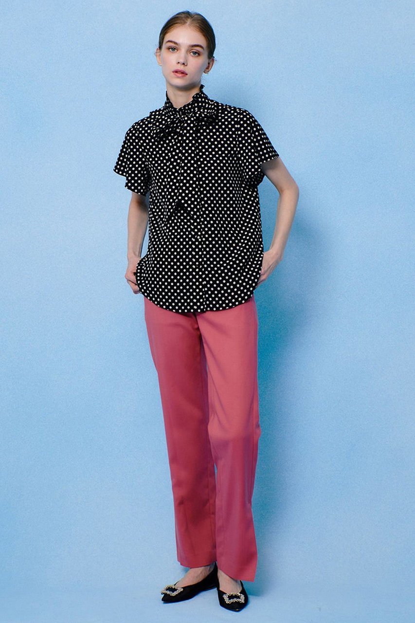 【アルアバイル/allureville】の【LOULOU WILLOUGHBY】デシンドットフレアスリーブブラウス 人気、トレンドファッション・服の通販 founy(ファニー) 　ファッション　Fashion　レディースファッション　Fashion for Women　トップス・カットソー　Cut & Sew Tops　シャツ・ブラウス・オフィスカジュアル　Elegant Blouses & Button-Ups　クラシカル　Classical, Vintage-Inspired　ショート　Short, Short Length　スリーブ　Sleeve, Long Sleeve / Short Sleeve　ドット　Polka Dot, Dot Pattern　フリル　Frill, Ruffle　フレア　Flare, Flared　リボン　Ribbon, Bow　エレガント 上品　Elegant　新作・新入荷　New Arrivals / New In　other-4|ID: prp329100004935563 ipo3291000000037038012