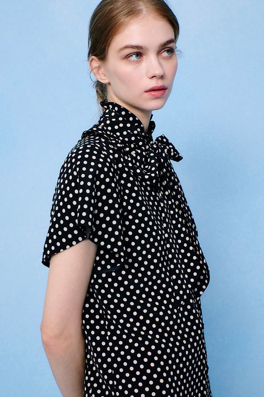 【アルアバイル/allureville】の【LOULOU WILLOUGHBY】デシンドットフレアスリーブブラウス 人気、トレンドファッション・服の通販 founy(ファニー) 　ファッション　Fashion　レディースファッション　Fashion for Women　トップス・カットソー　Cut & Sew Tops　シャツ・ブラウス・オフィスカジュアル　Elegant Blouses & Button-Ups　クラシカル　Classical, Vintage-Inspired　ショート　Short, Short Length　スリーブ　Sleeve, Long Sleeve / Short Sleeve　ドット　Polka Dot, Dot Pattern　フリル　Frill, Ruffle　フレア　Flare, Flared　リボン　Ribbon, Bow　エレガント 上品　Elegant　新作・新入荷　New Arrivals / New In　other-6|ID: prp329100004935563 ipo3291000000037038014