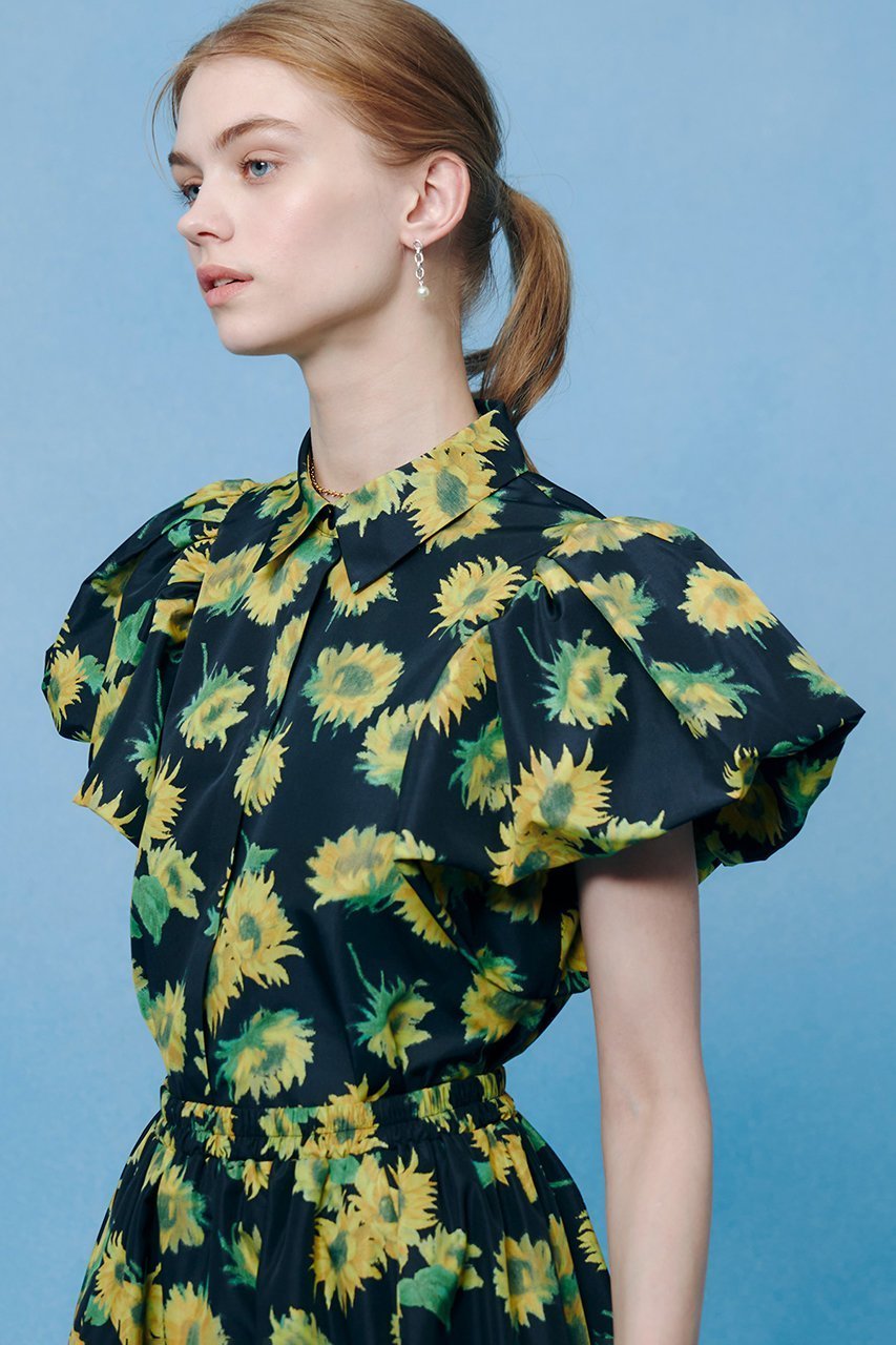 【アルアバイル/allureville】の【LOULOU WILLOUGHBY】サンフラワープリントバルーンスリーブシャツ 人気、トレンドファッション・服の通販 founy(ファニー) 　ファッション　Fashion　レディースファッション　Fashion for Women　トップス・カットソー　Cut & Sew Tops　シャツ・ブラウス・オフィスカジュアル　Elegant Blouses & Button-Ups　花柄・フラワープリント・モチーフ　Floral Prints & Motifs / Flower Pattern Tops　ショート　Short, Short Length　スリーブ　Sleeve, Long Sleeve / Short Sleeve　タフタ　Taffeta, Structured Fabric　トレンド　Trend, Trending Now　バルーン　Balloon, Balloon Silhouette　プリント　Print, Printed Pattern　夏　Summer　新作・新入荷　New Arrivals / New In　other-7|ID: prp329100004935564 ipo3291000000037038025