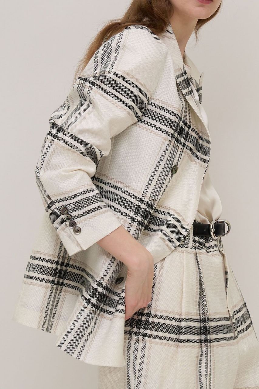 【アンビラン/unbilanc】のリネンチェックローラマイルジャケット 人気、トレンドファッション・服の通販 founy(ファニー) 　ファッション　Fashion　レディースファッション　Fashion for Women　アウター　Coat / Outerwear Collection　レディースジャケット・軽アウター　Jackets　カッティング　Cutting Detail　ジャケット　Jacket, Outerwear　ダブル　Double, Double-Breasted　チェック　Check, Plaid, Tartan　リネン　Linen, Linen Fabric　エレガント 上品　Elegant　新作・新入荷　New Arrivals / New In　other-8|ID: prp329100004935567 ipo3291000000037038054