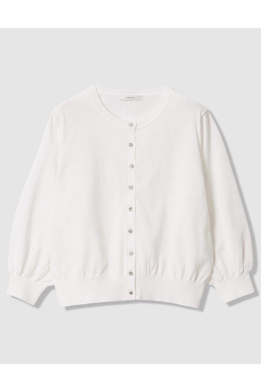【アナイ/ANAYI】のアソートビジュー釦七分袖 カーディガン インテリア・キッズ・メンズ・レディースファッション・服の通販 founy(ファニー) 　ファッション　Fashion　レディースファッション　Fashion for Women　トップス・カットソー　Cut & Sew Tops　ニット　Knit Tops & Sweaters　カーディガン・羽織り　Layered Style Cardigans　カーディガン　Cardigan, Knitwear　シンプル　Simple, Minimal　ビジュー　Bijou, Jewel-like Accent　今季　This Season, Current Season　新作・新入荷　New Arrivals / New In　ホワイト|ID: prp329100004935569 ipo3291000000037038064