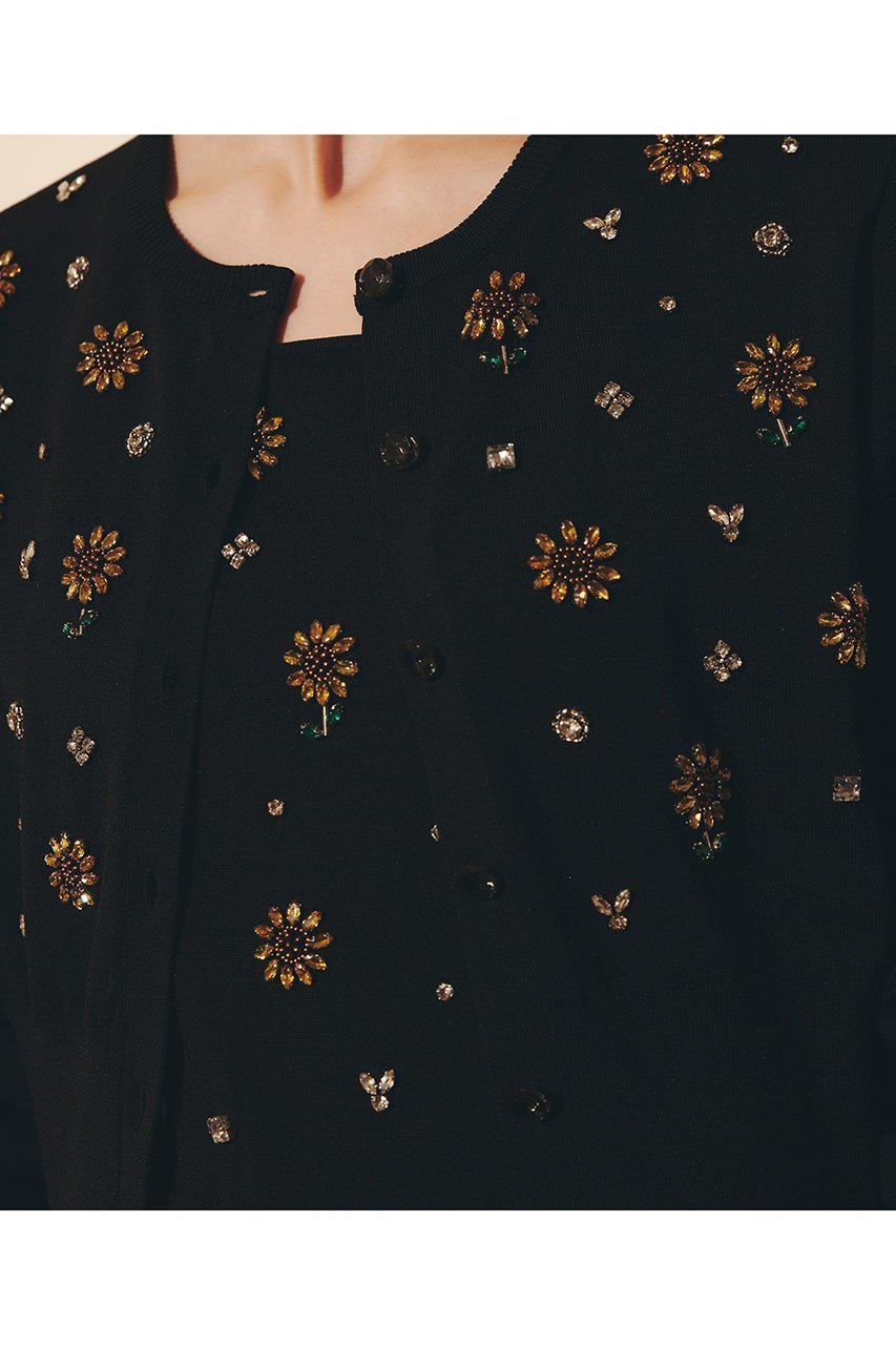 【アルアバイル/allureville】の〈WEB 一部店舗限定〉【LOULOU WILLOUGHBY】サンフラワービジューカーディガン 人気、トレンドファッション・服の通販 founy(ファニー) 　ファッション　Fashion　レディースファッション　Fashion for Women　トップス・カットソー　Cut & Sew Tops　ニット　Knit Tops & Sweaters　カーディガン・羽織り　Layered Style Cardigans　カーディガン　Cardigan, Knitwear　ツイスト　Tweed, Tweed Fabric　ビジュー　Bijou, Jewel-like Accent　モチーフ　Motif, Design Theme　夏　Summer　新作・新入荷　New Arrivals / New In　other-7|ID: prp329100004935572 ipo3291000000037038103