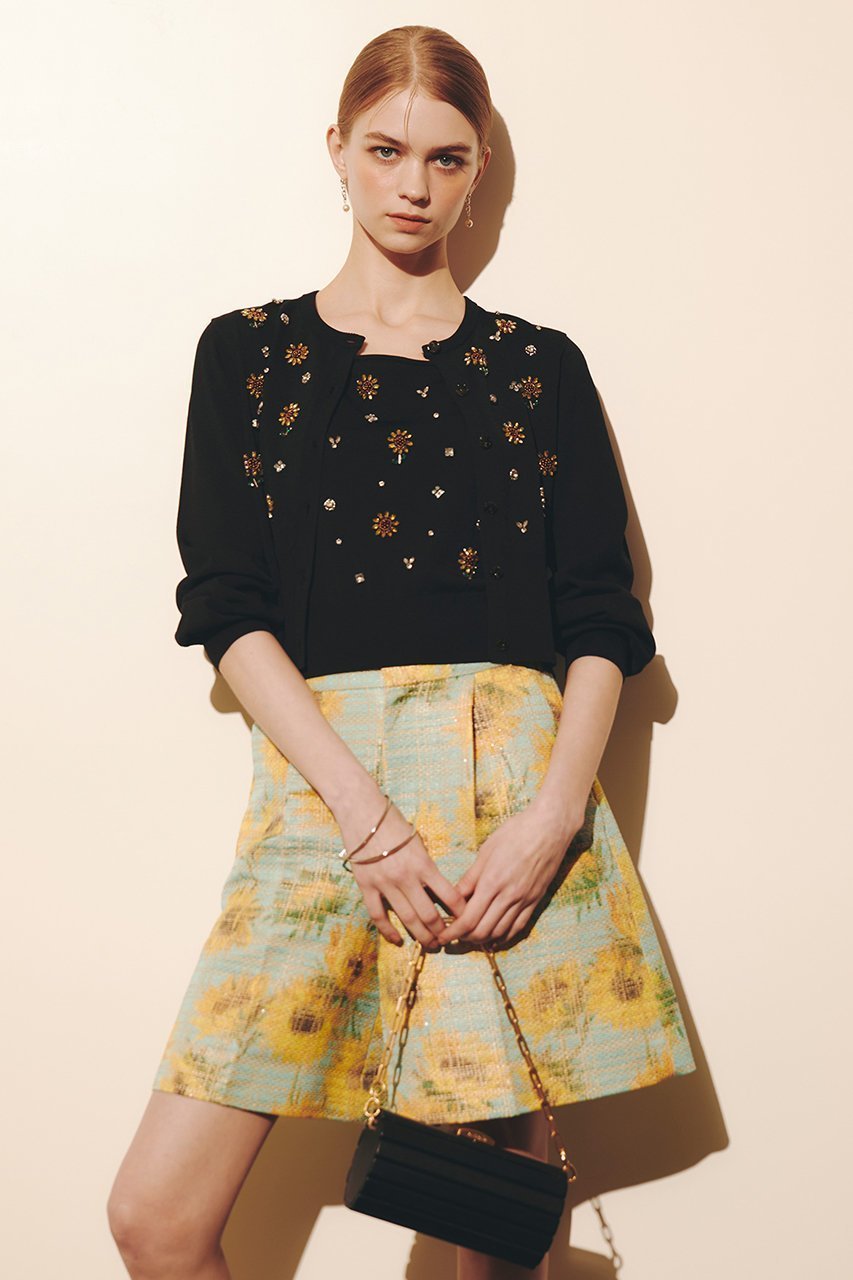 【アルアバイル/allureville】の〈WEB 一部店舗限定〉【LOULOU WILLOUGHBY】サンフラワービジューカーディガン 人気、トレンドファッション・服の通販 founy(ファニー) 　ファッション　Fashion　レディースファッション　Fashion for Women　トップス・カットソー　Cut & Sew Tops　ニット　Knit Tops & Sweaters　カーディガン・羽織り　Layered Style Cardigans　カーディガン　Cardigan, Knitwear　ツイスト　Tweed, Tweed Fabric　ビジュー　Bijou, Jewel-like Accent　モチーフ　Motif, Design Theme　夏　Summer　新作・新入荷　New Arrivals / New In　other-8|ID: prp329100004935572 ipo3291000000037038104